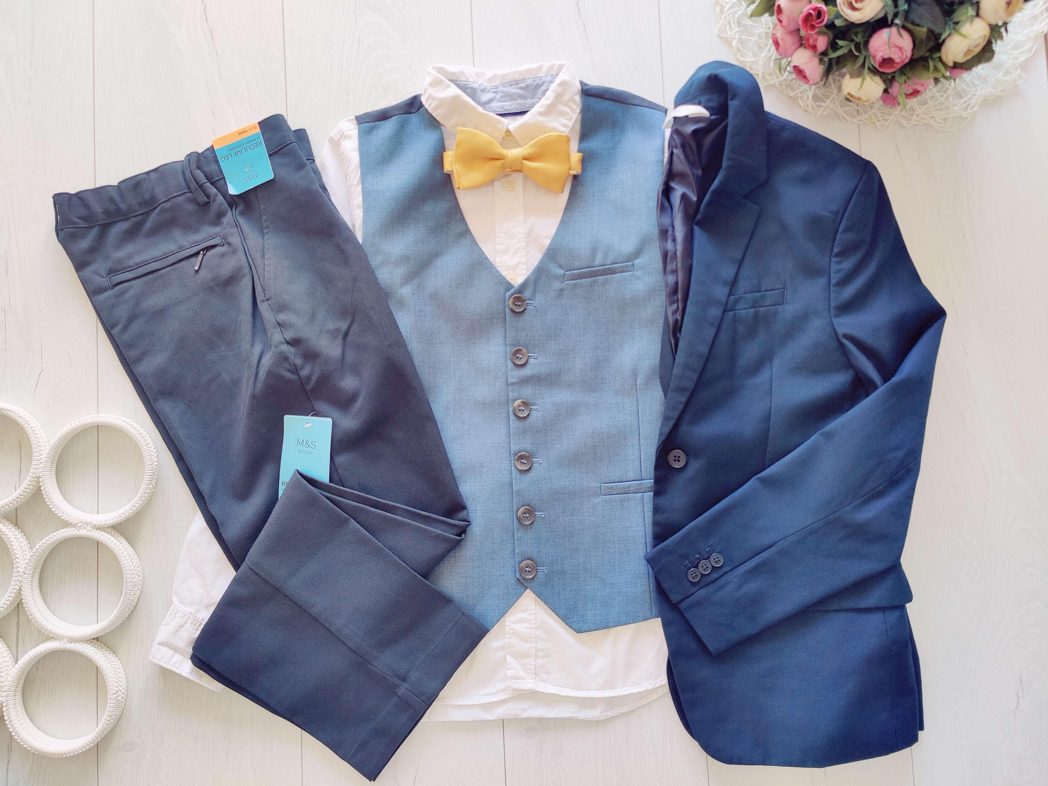 11,12 лет, рост 146,152 Новые брюки жилетка пиджак и белая рубашка