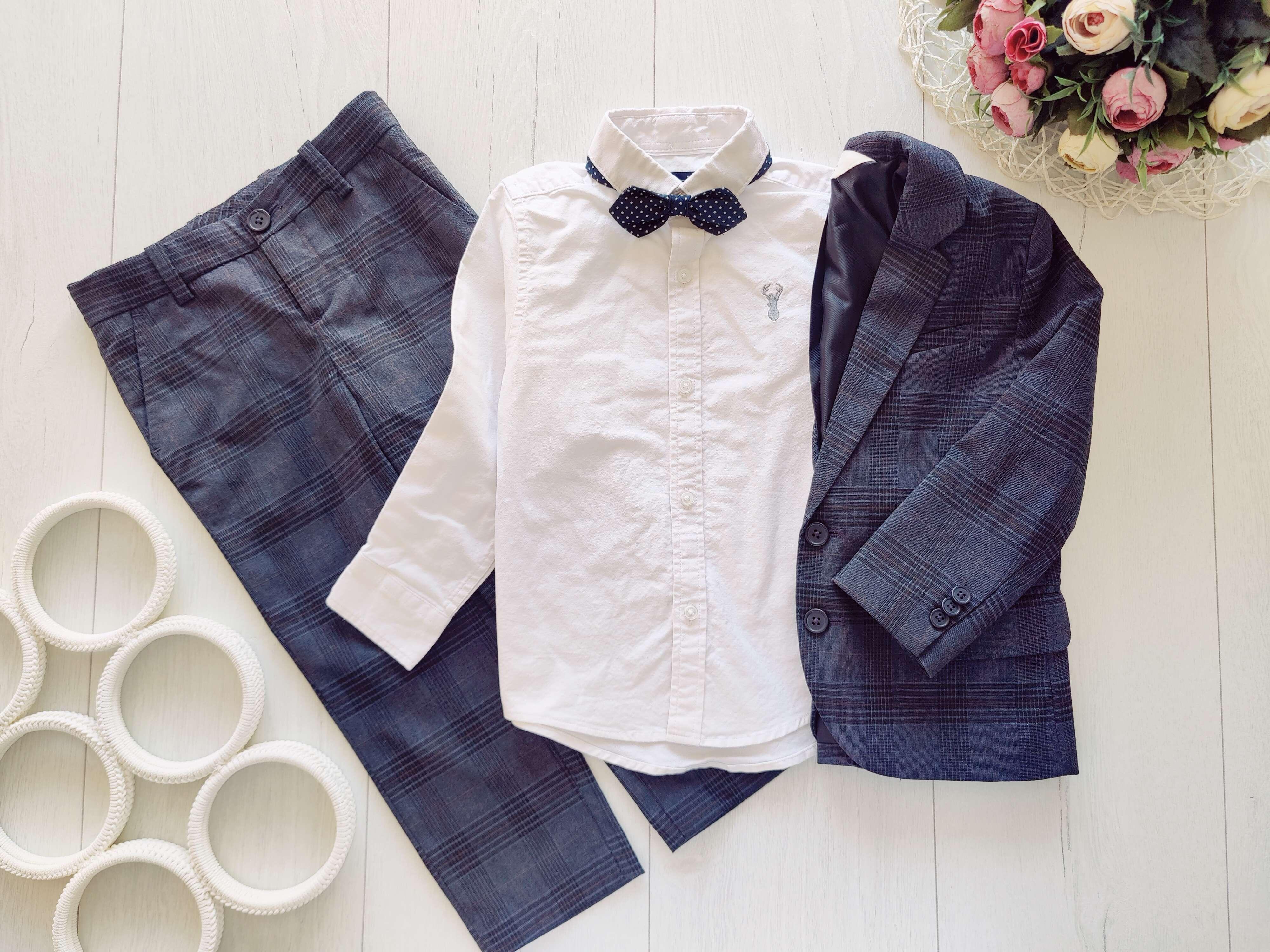 2,3 года, рост 98 Классический костюм и белая рубашка