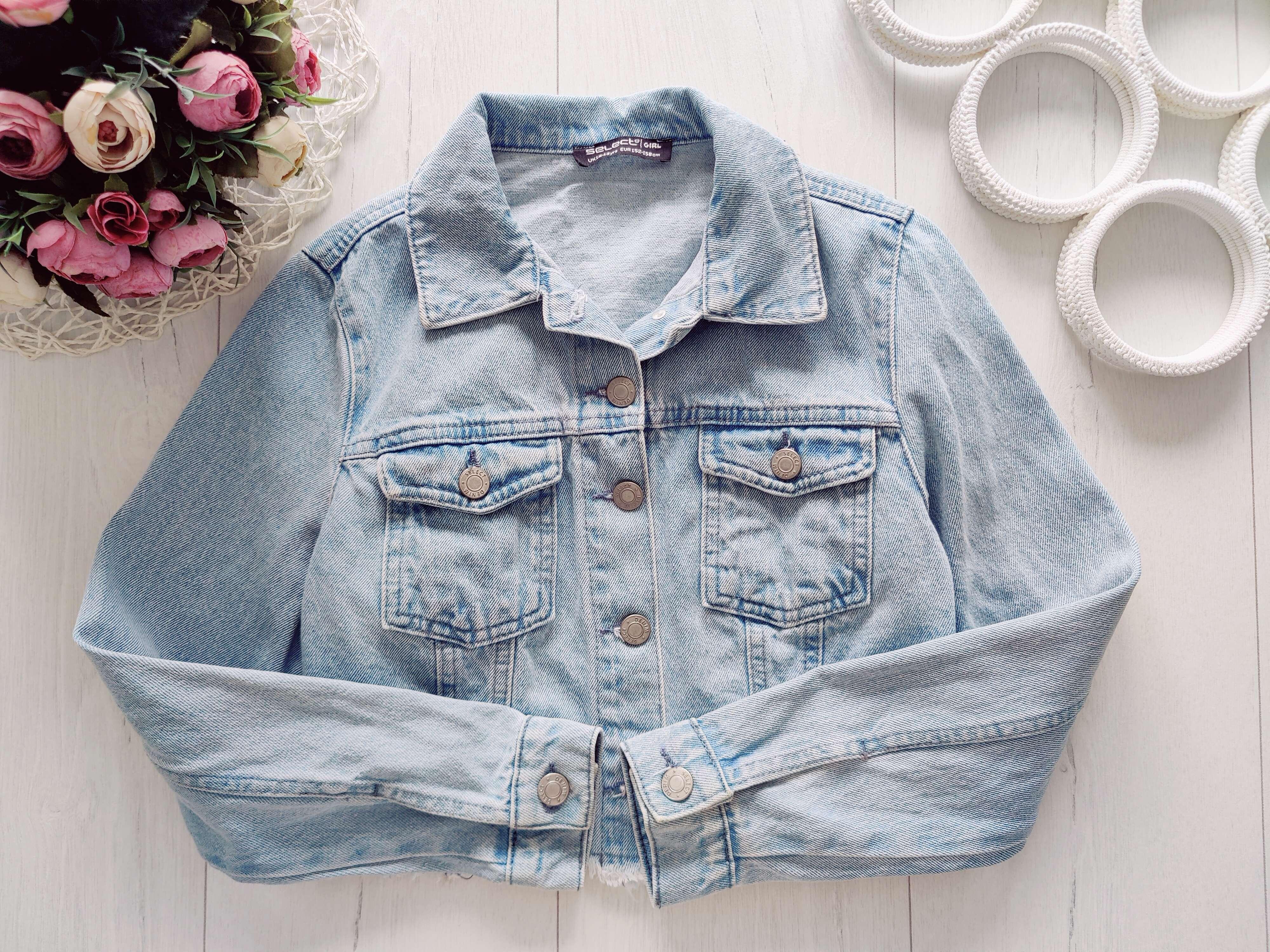 11,12 лет, рост 152,158 Голубая джинсовка