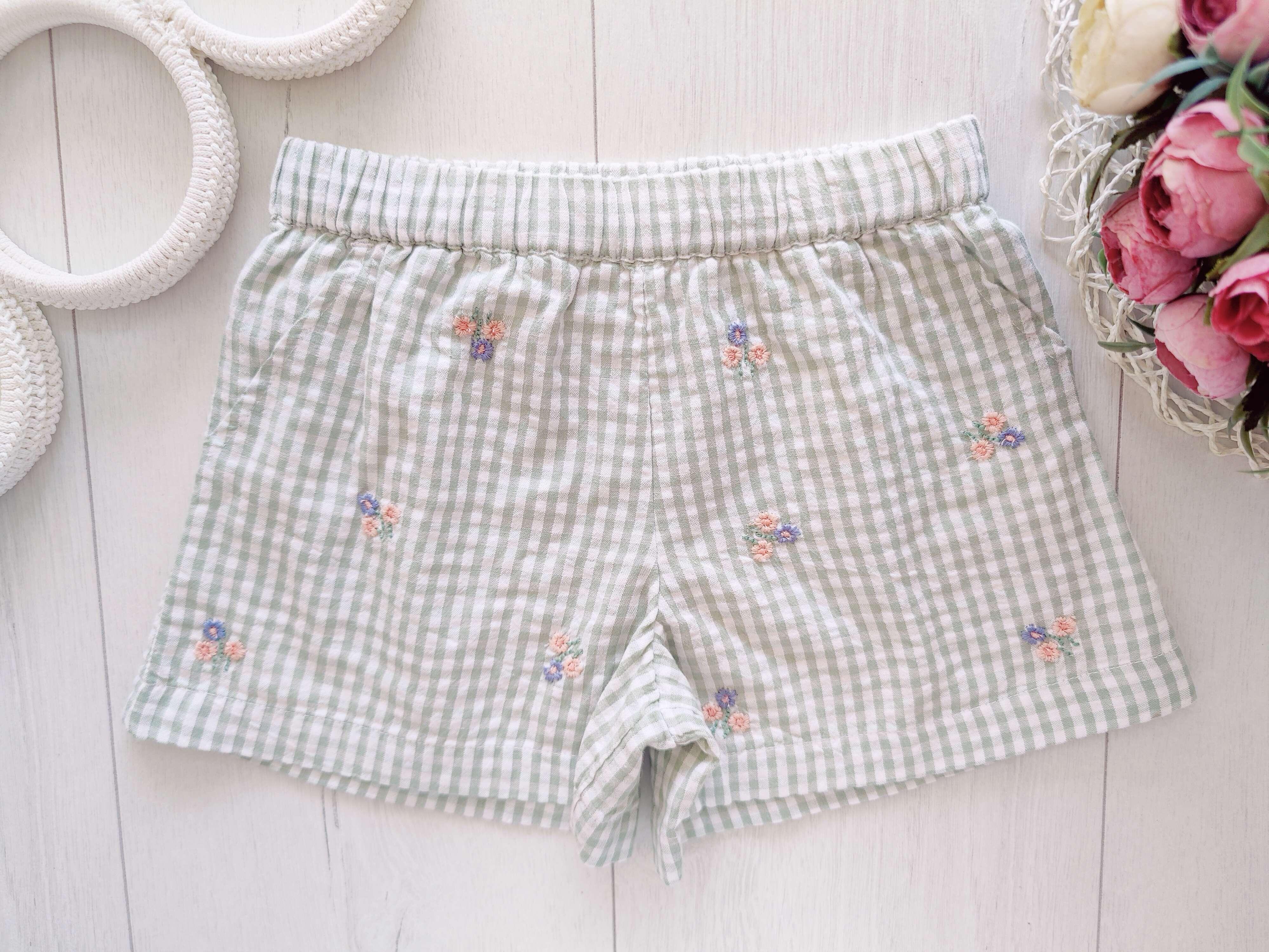 3,4 роки, зріст 98,104 Шорти з вишитими квітами котон