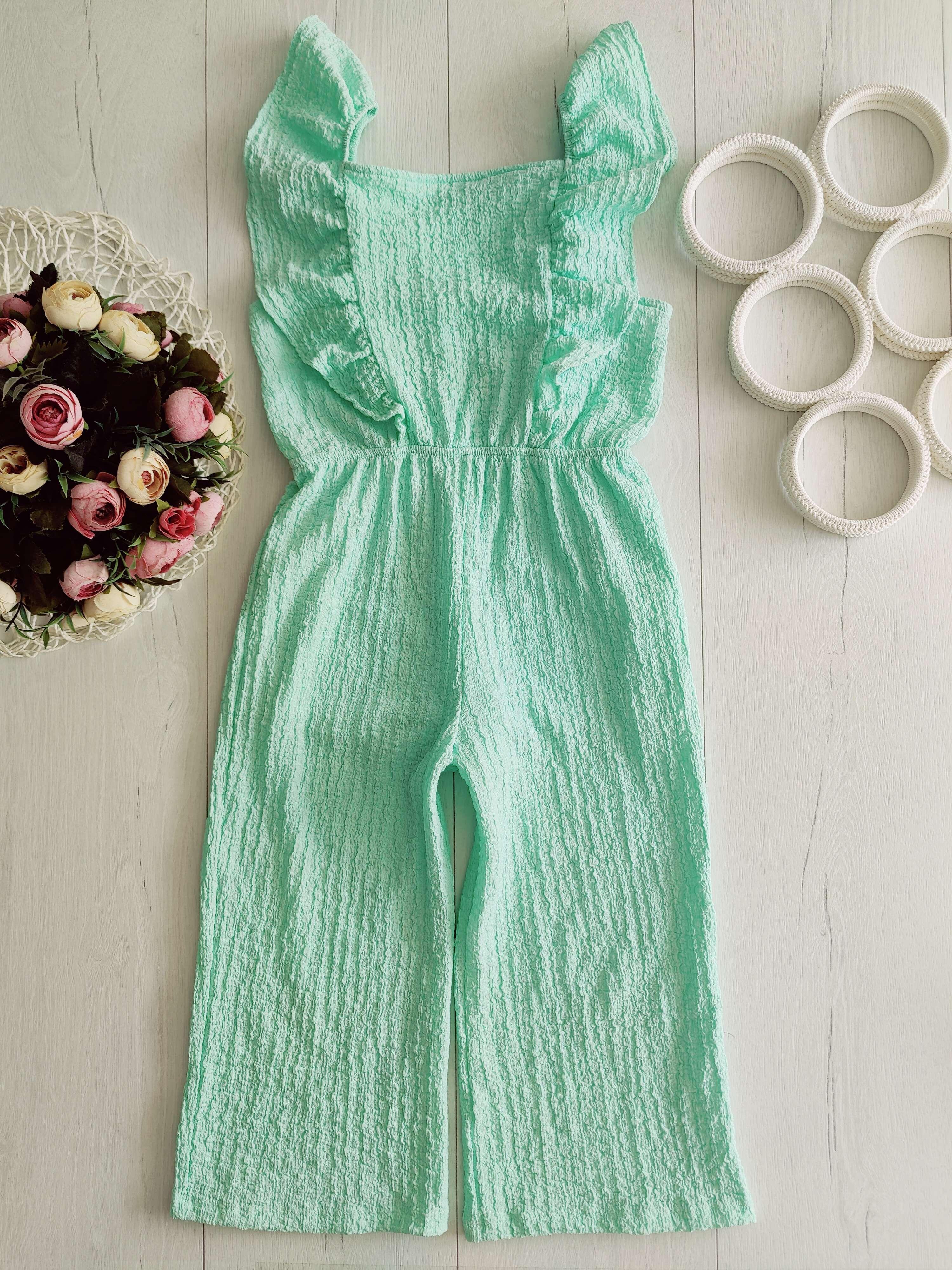 7,8 лет, рост 128 Шикарный мятный летний ромер штанами