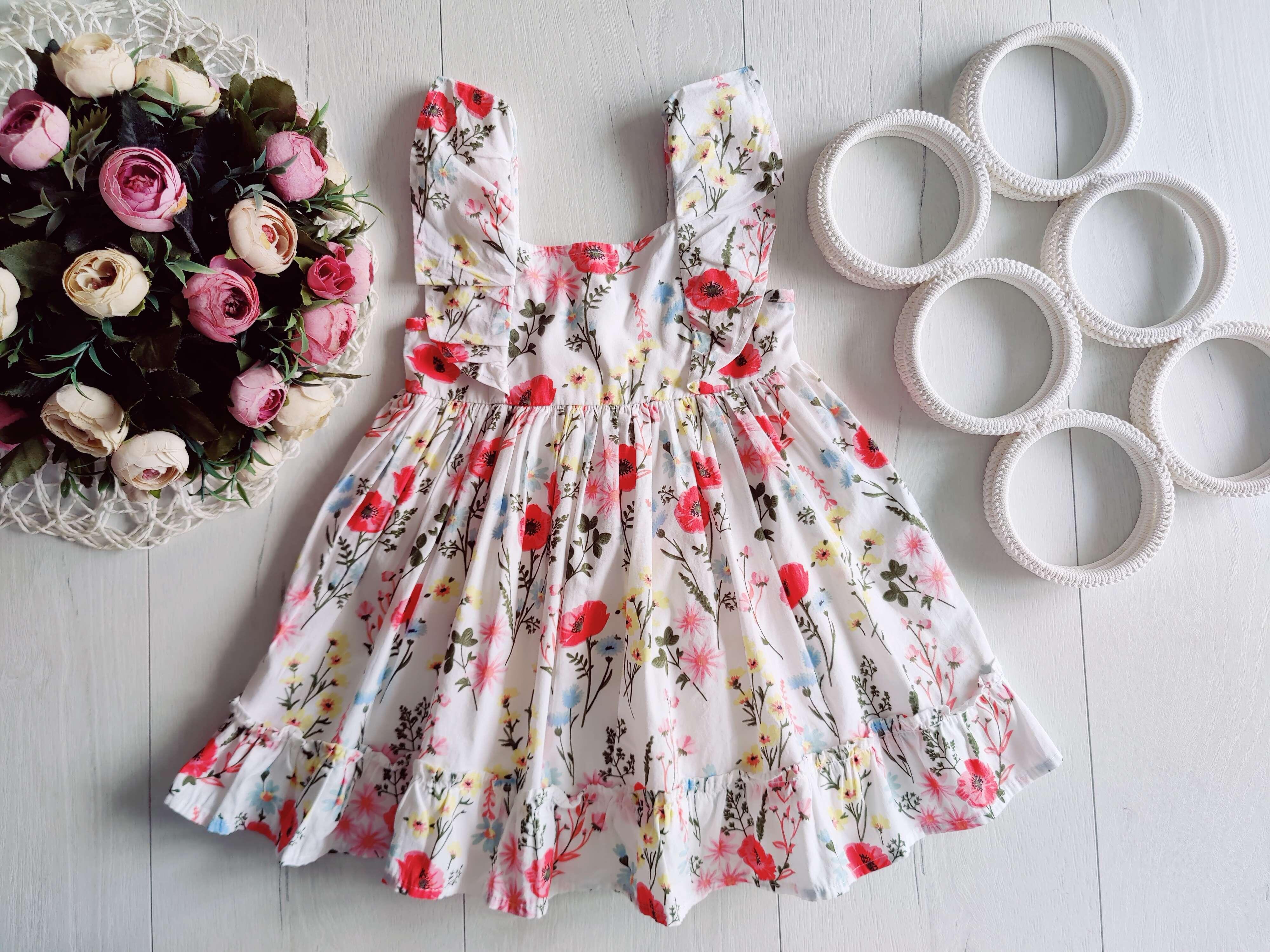 12,18 мес, рост 86 Хлопковый сарафан в маках