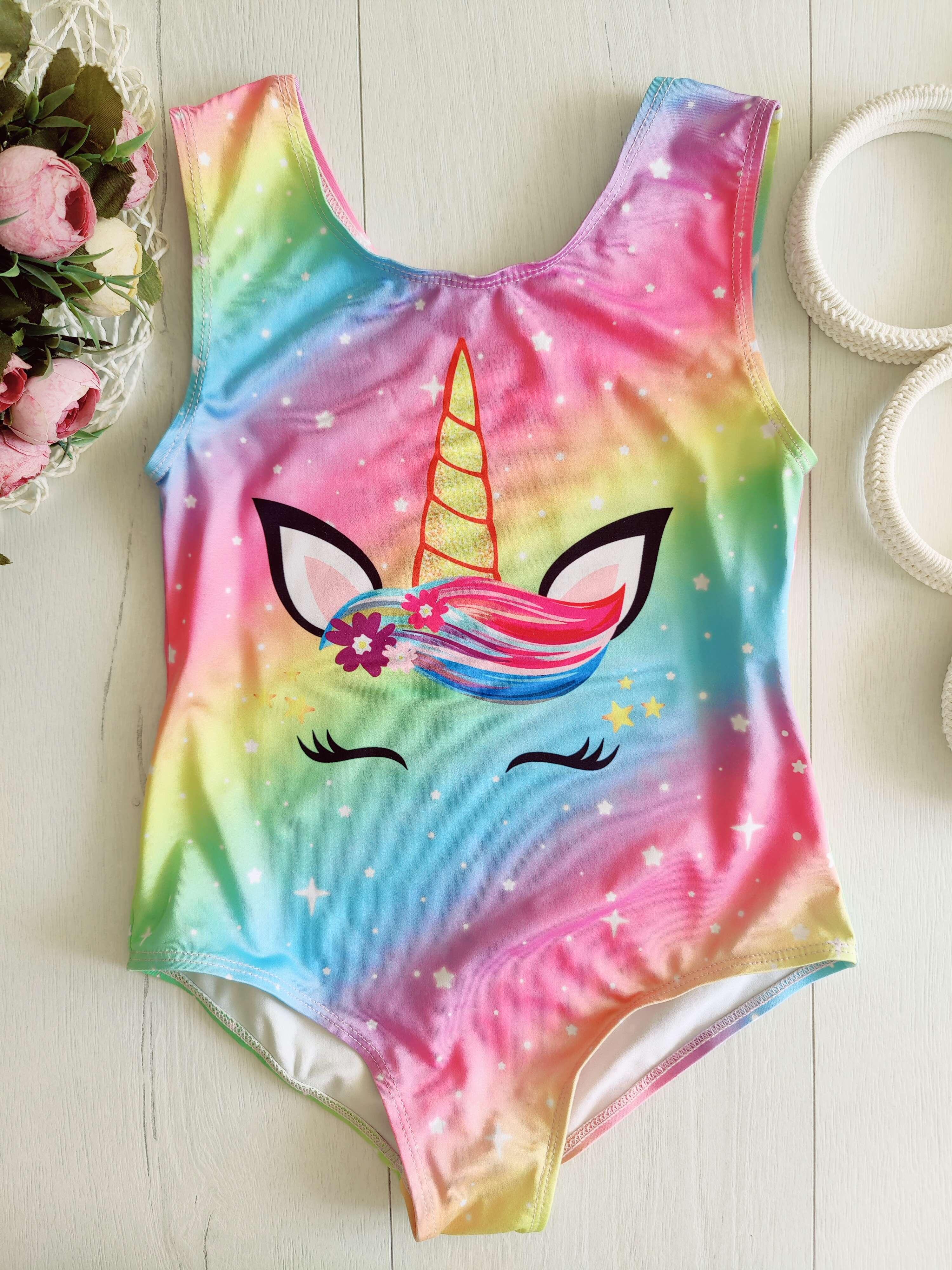 6,7 лет, рост 120 Купальник с единорогом