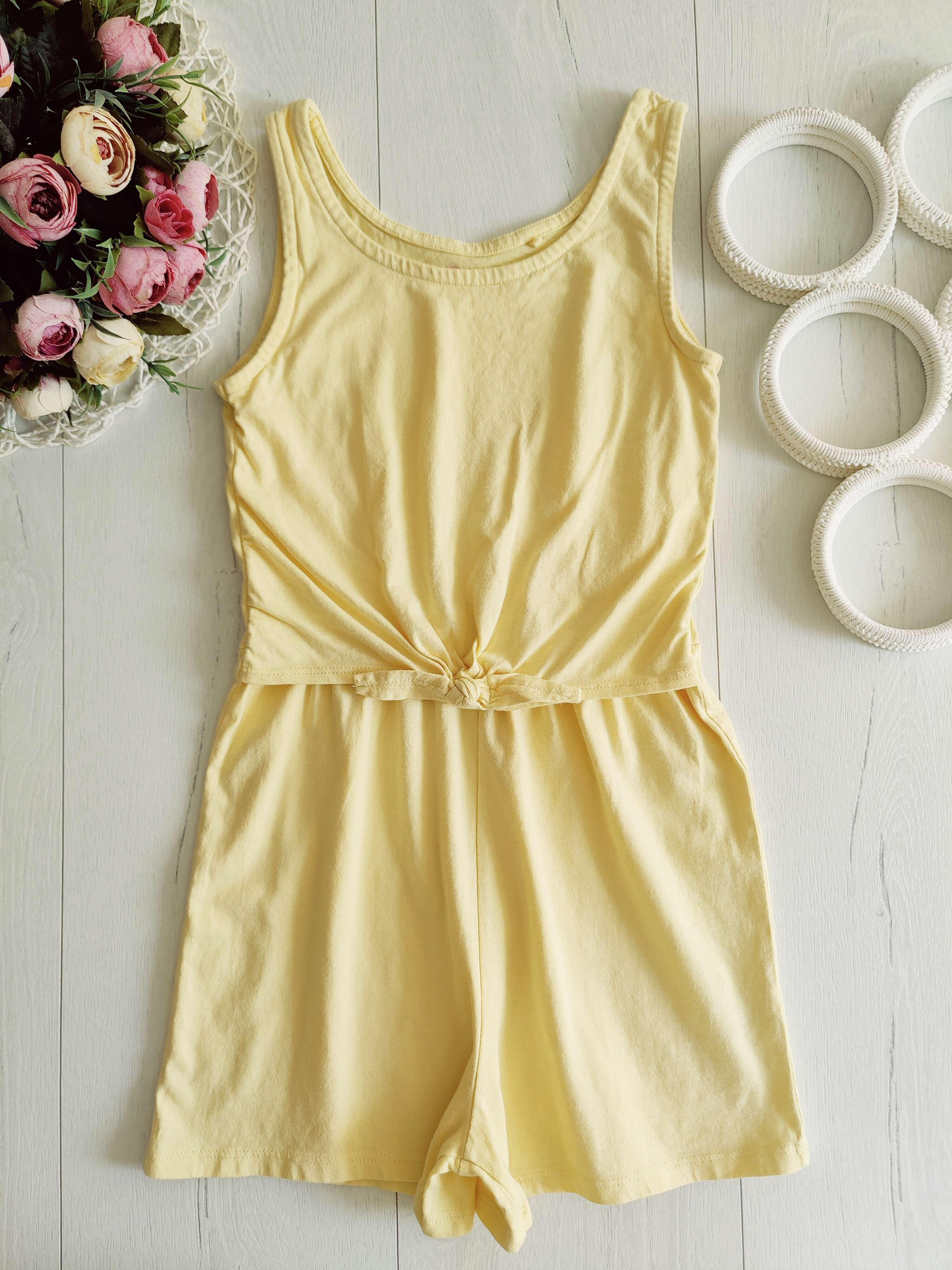 8 лет, рост 128 Желтый ромпер летний