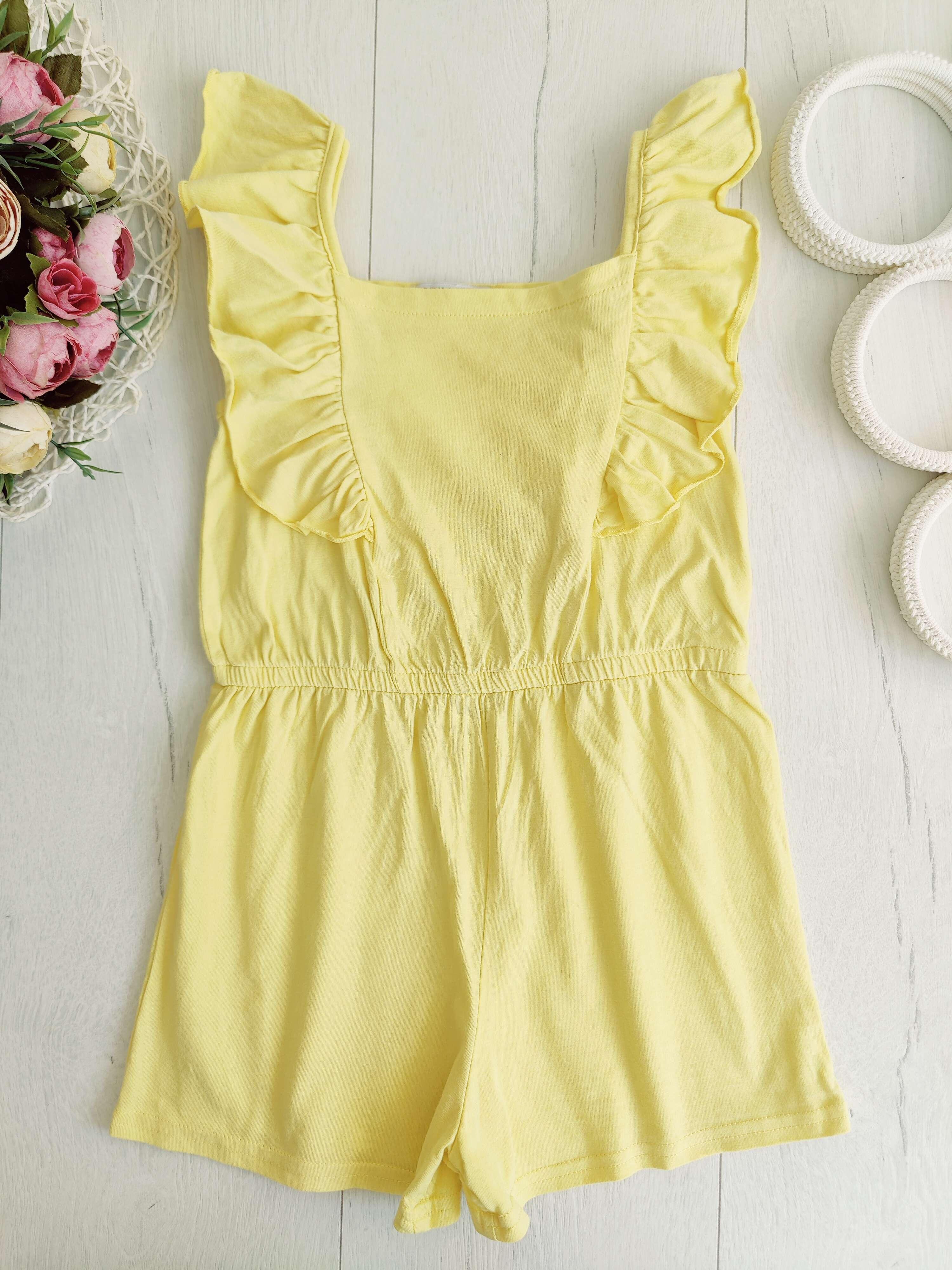 6,7 лет, рост 122 Желтый ромпер на лето