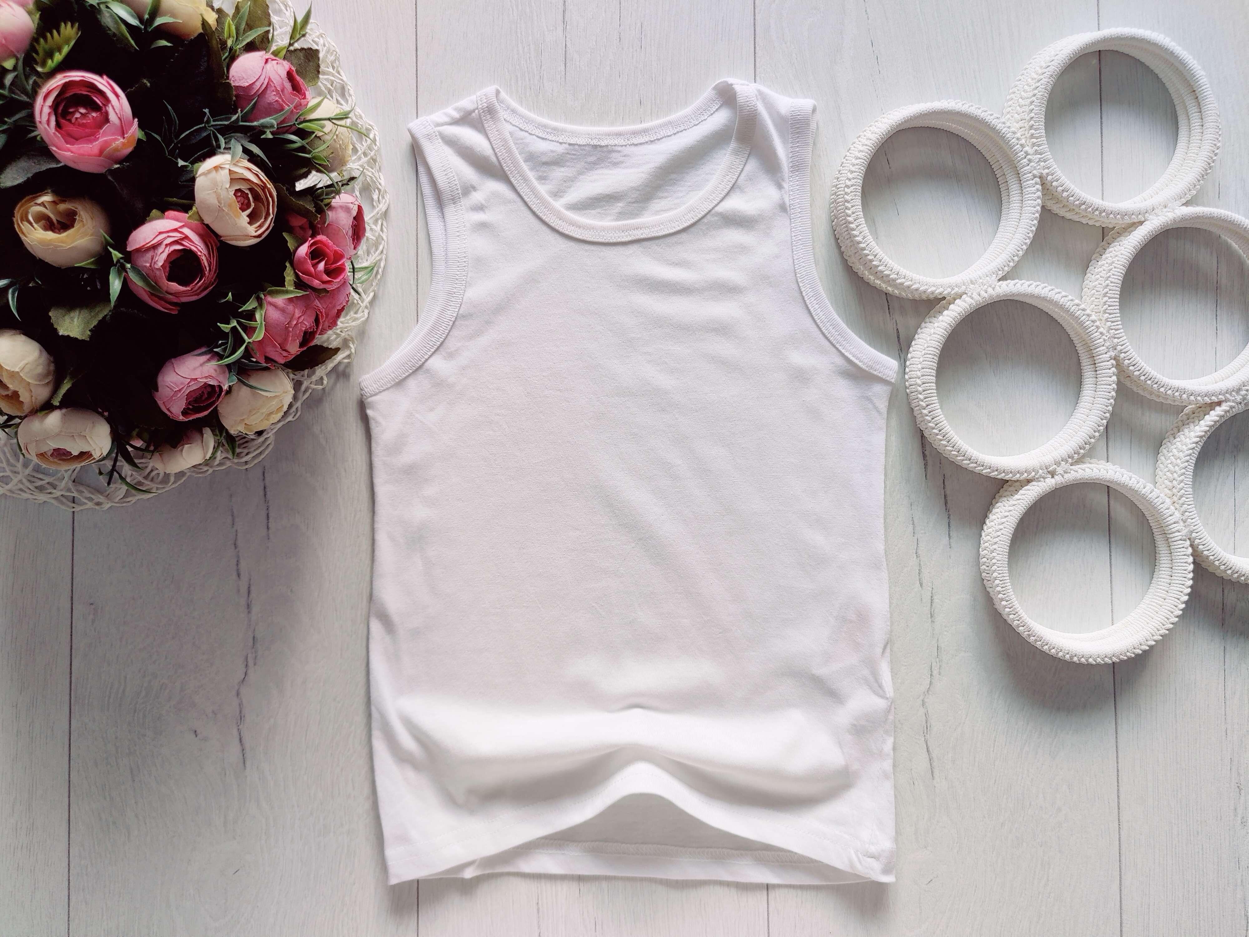 6,7 лет, рост 122 Белая детская майка