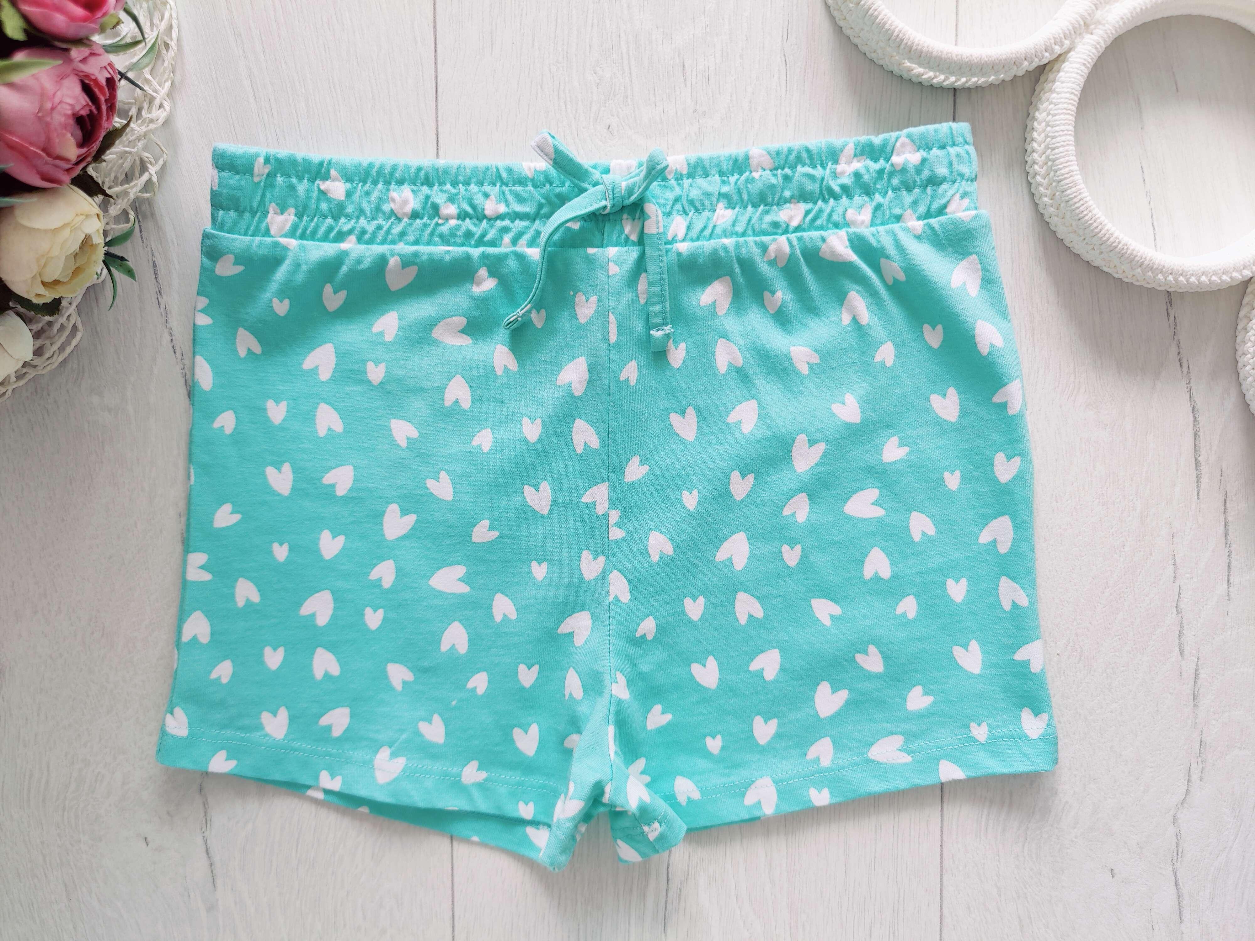 5,6 років, зріст 110,116 Нові м'ятні шорти в сердечках