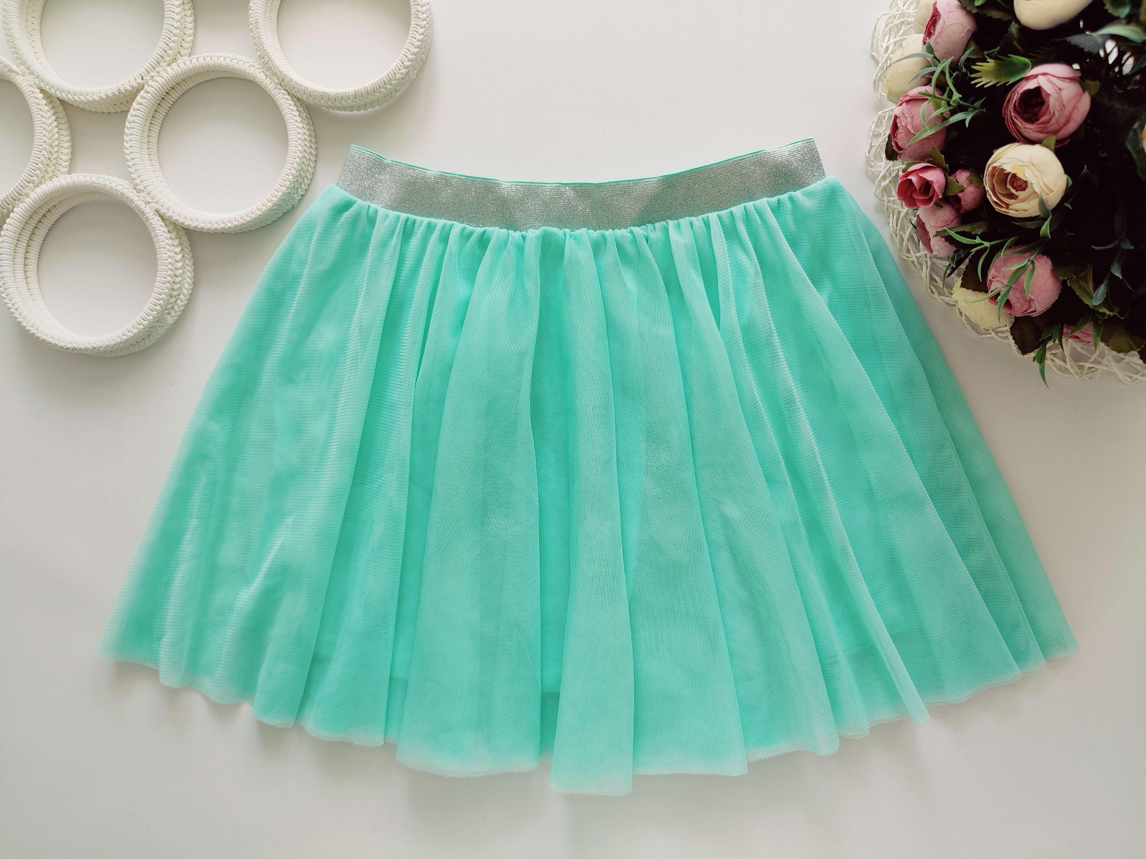 9,10 лет, рост 134,140 Мятная юбка фатин