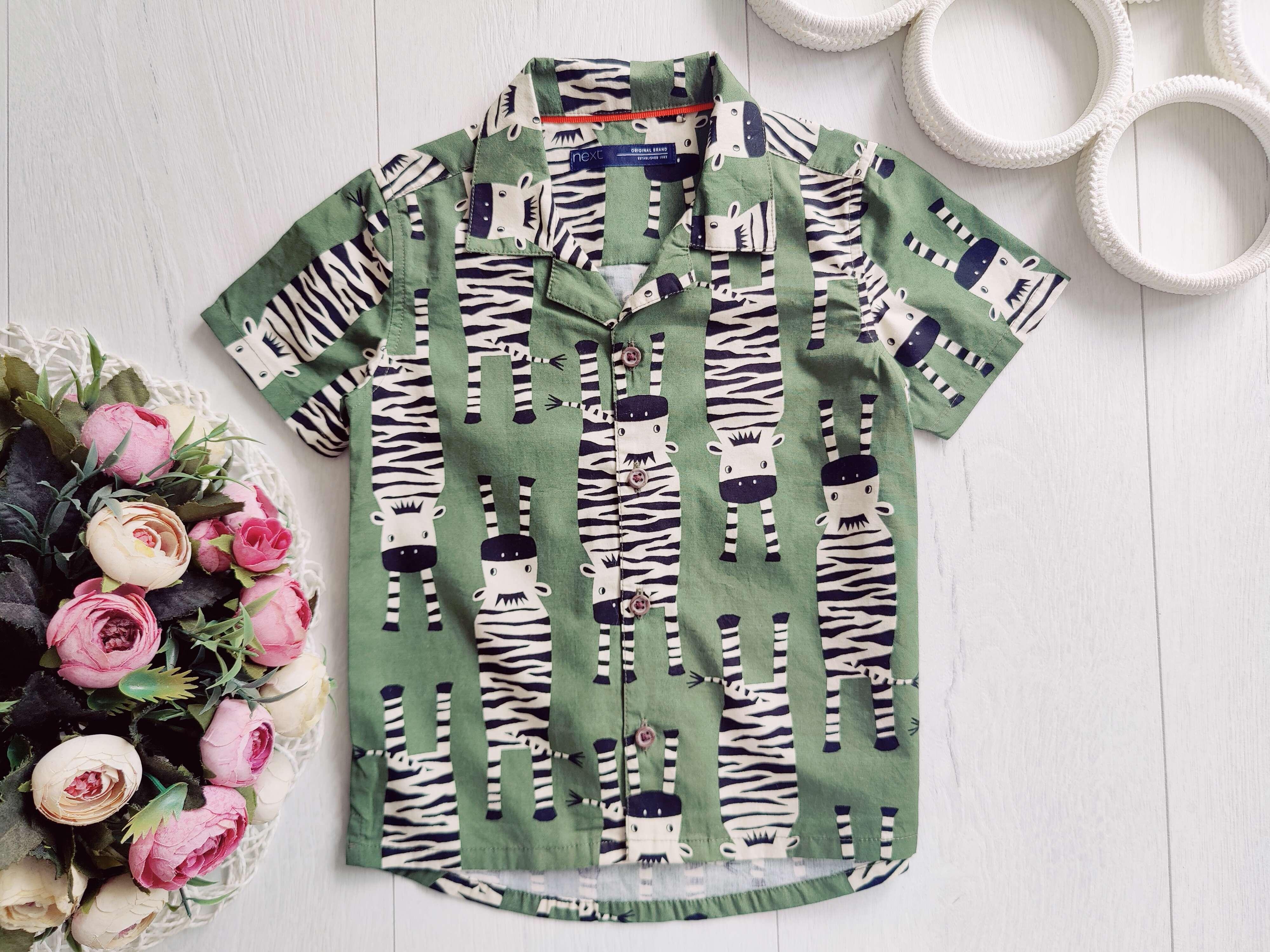 2,3 года, рост 92,98 Летняя детская рубашка зебра