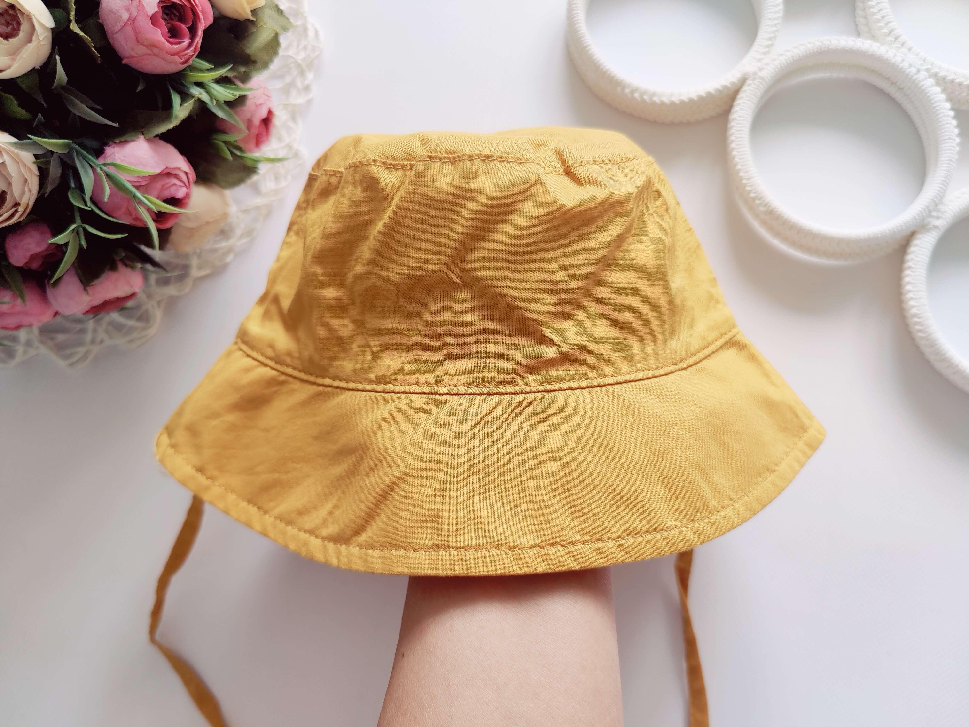 49 см (9-12 міс) Нова легка гірчична панамка із зав'язками