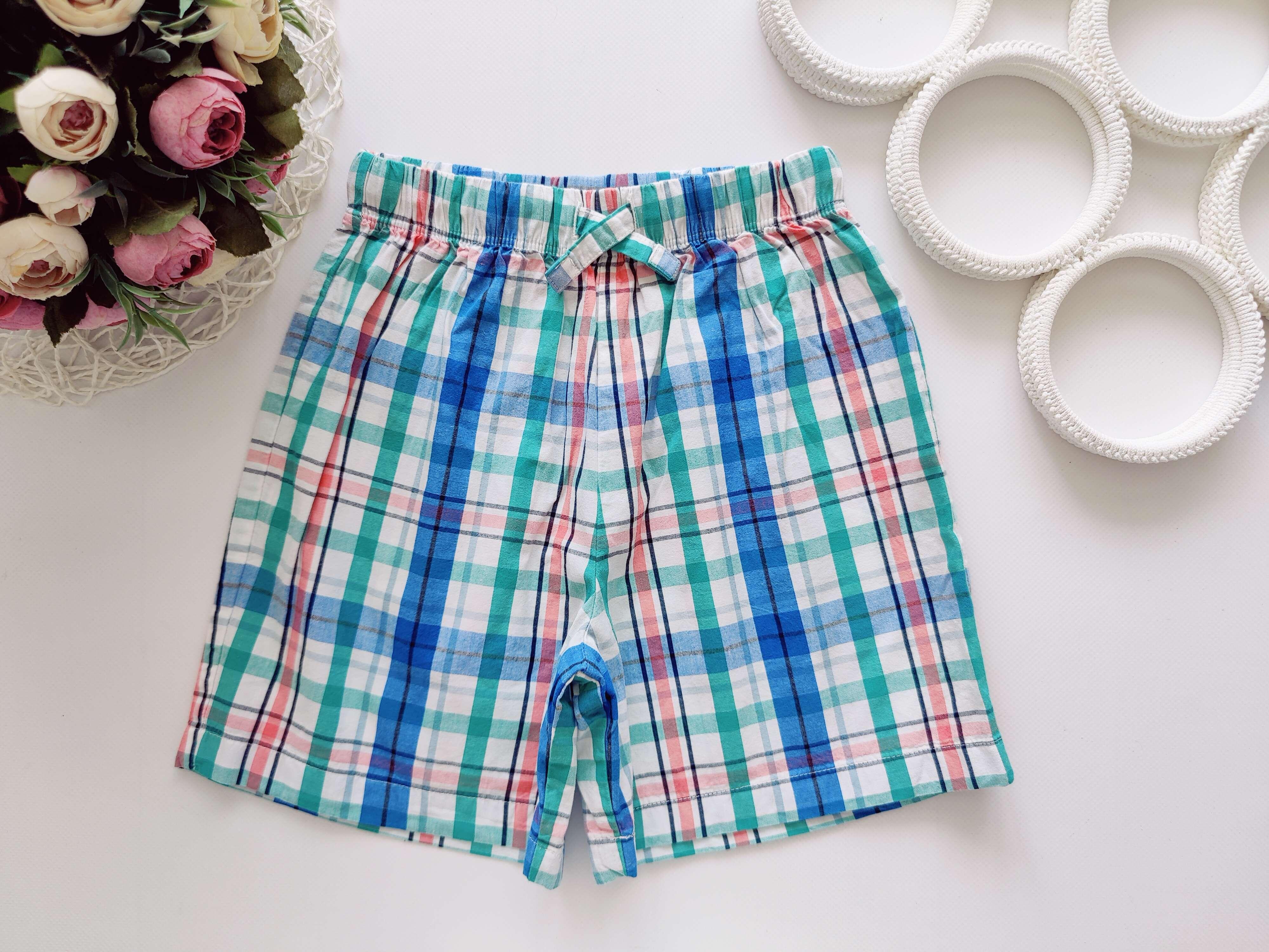 5,6 лет, рост 116 Шорты в клетку на резинке котон