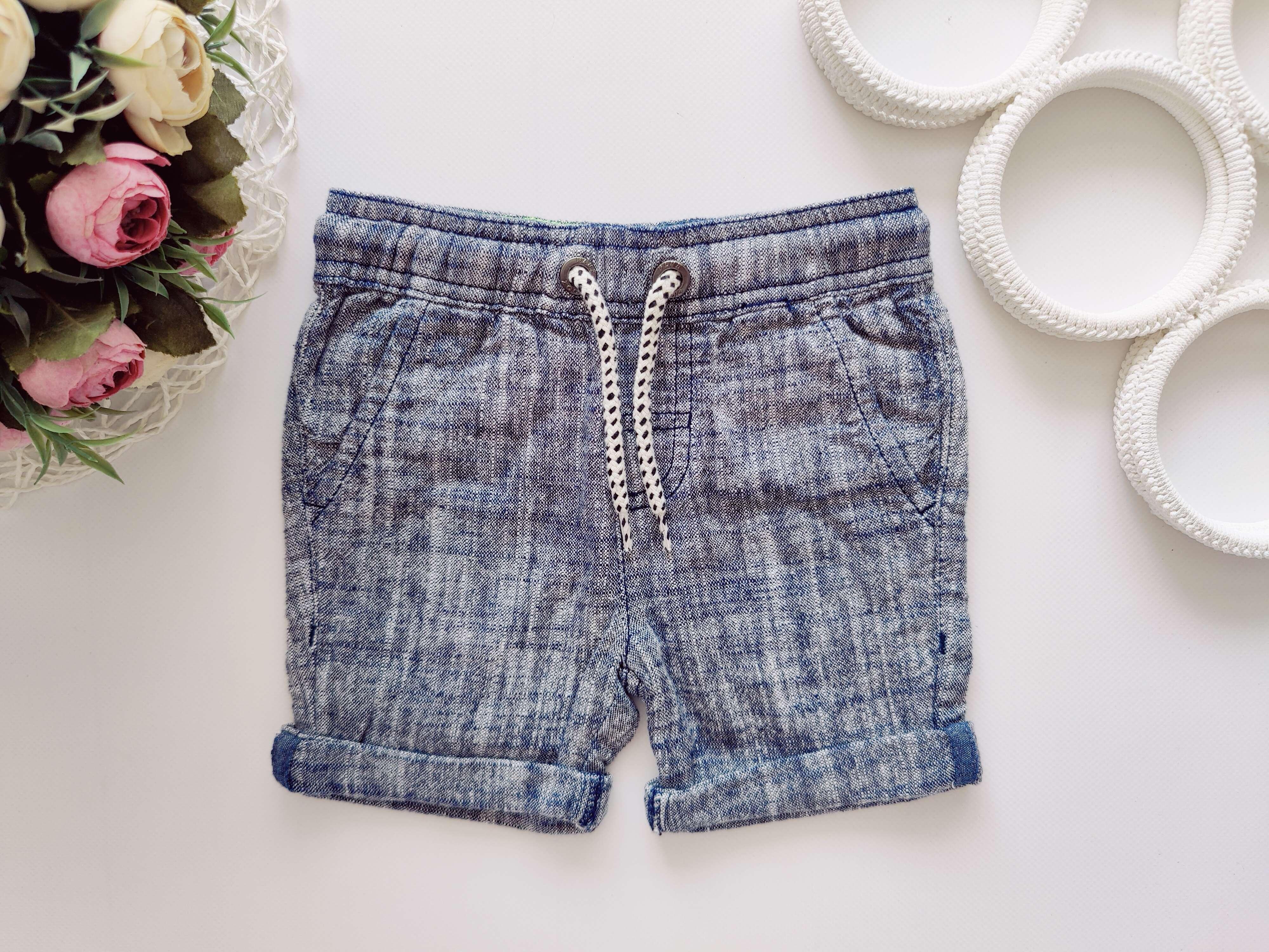 12,18 міс, зріст 86 Лляні шорти на гумці