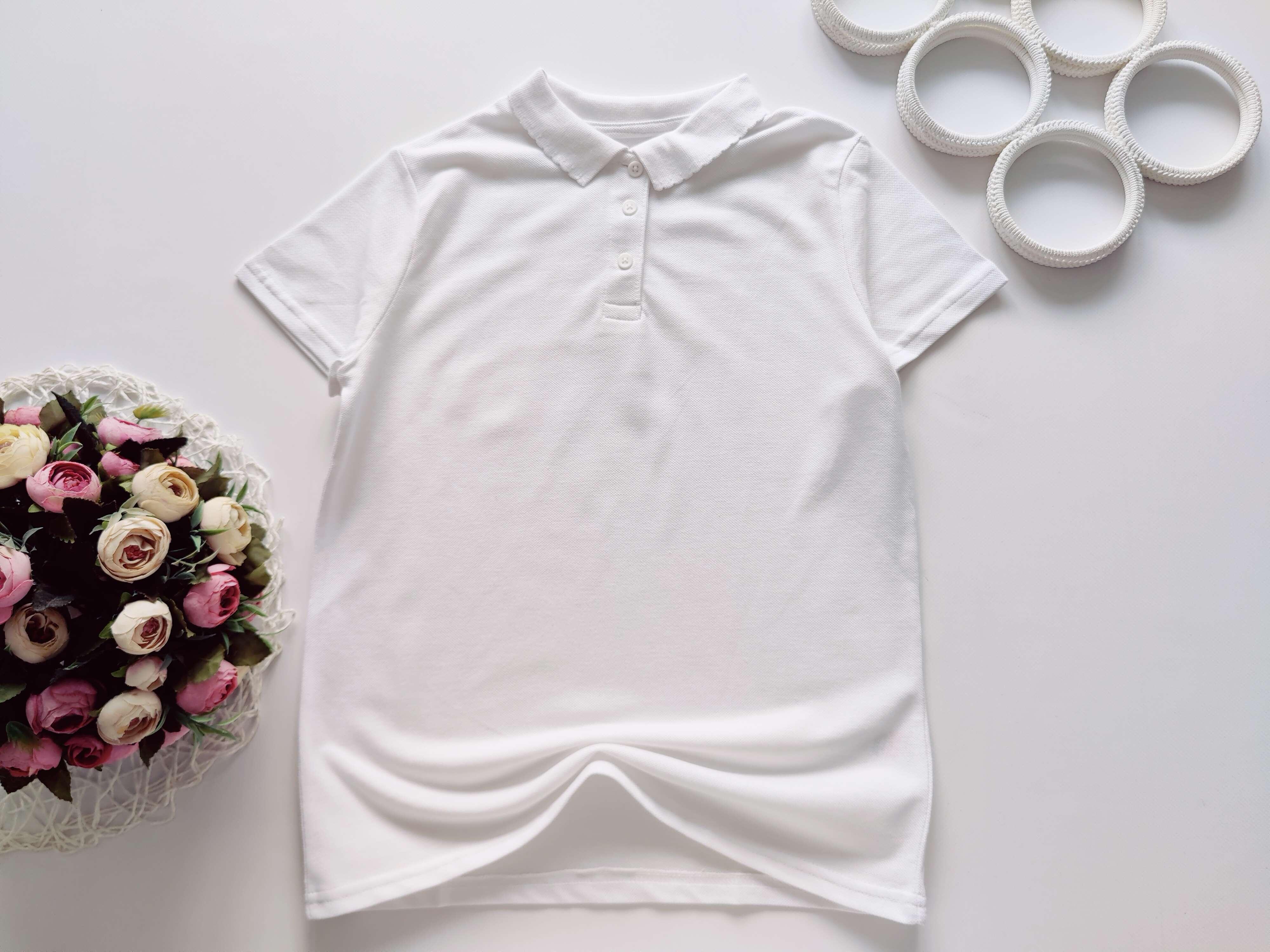 11,12 лет, рост 146,152 Новое белое поло