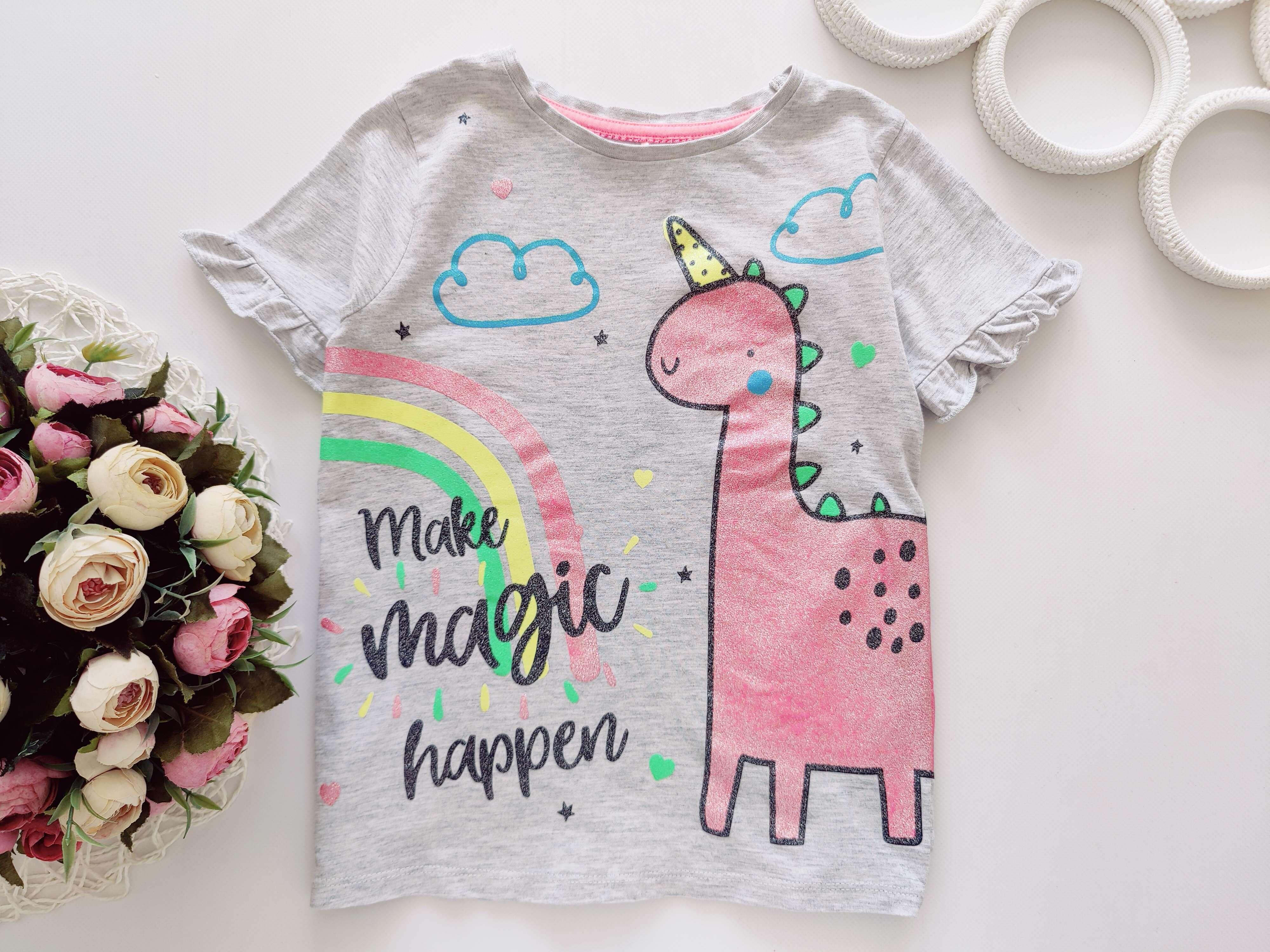 5,6 лет, рост 110,116 Красивая футболка с единорогом