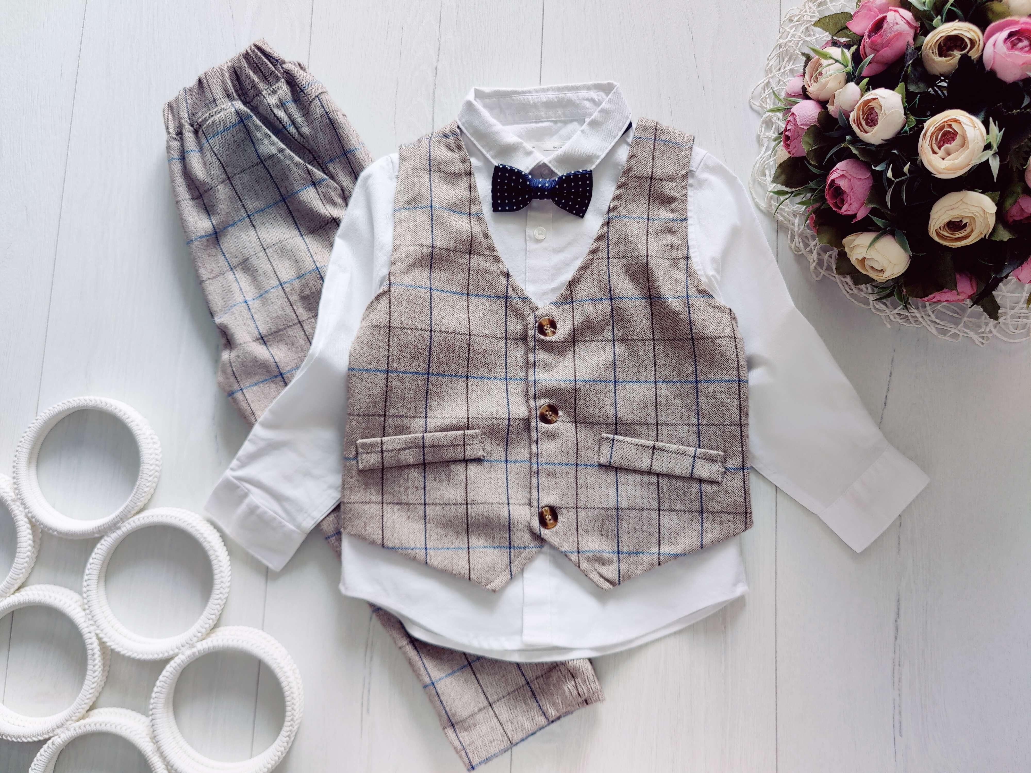 2,3 года, рост 98 Красивый брючный костюм и белая рубашка