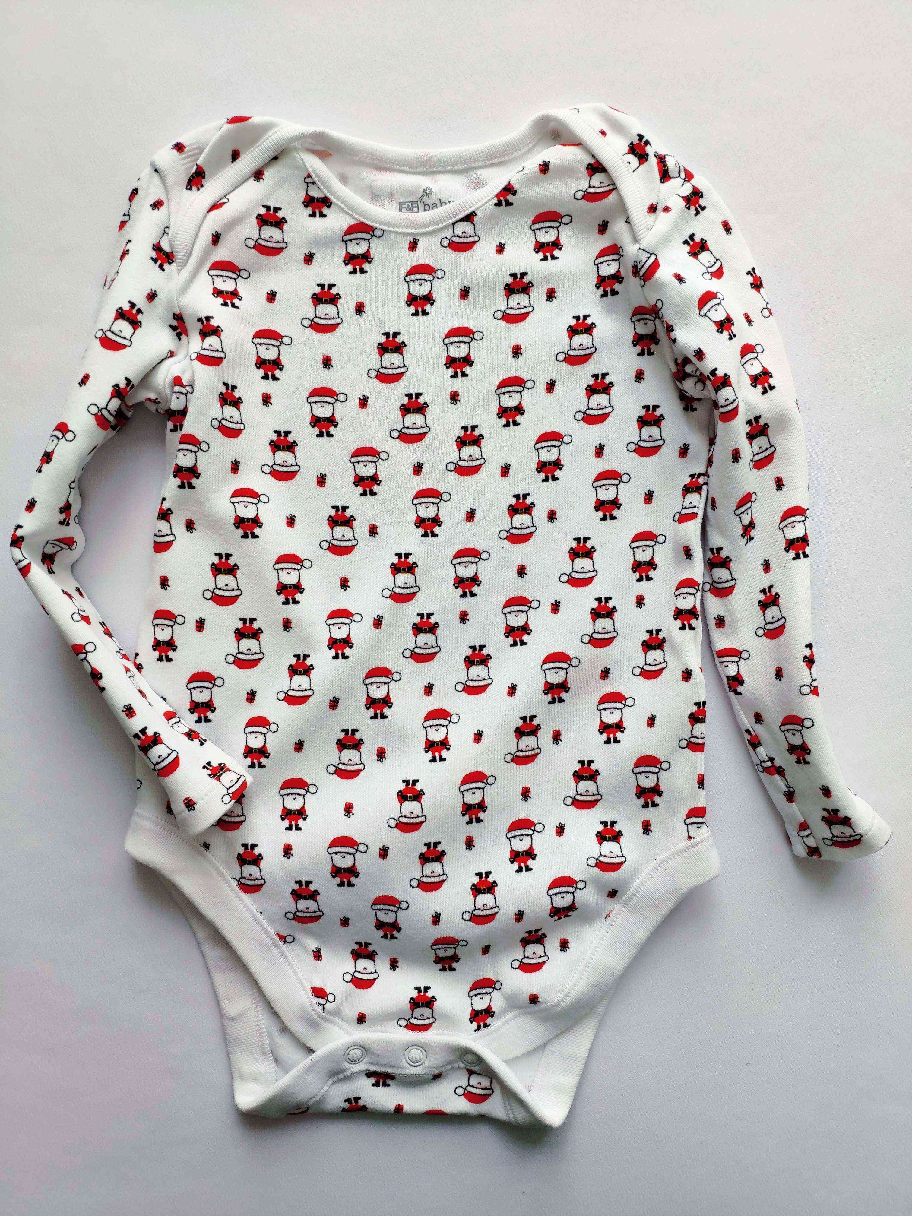 12\18 міс, зріст 86 Новорічний боді для хлопчика Дід мороз