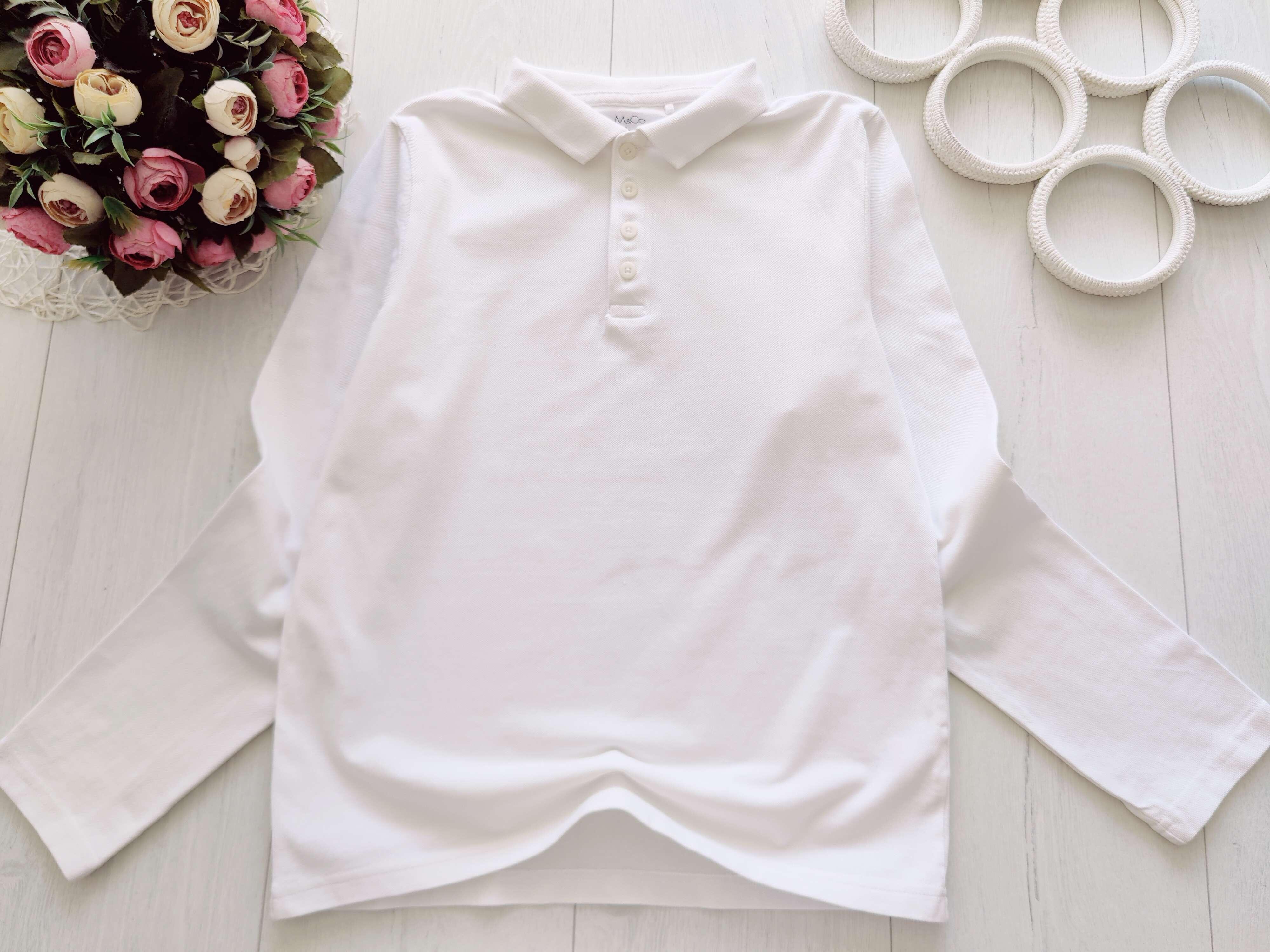 11,12 років, зріст 152 Біле поло з довгими рукавами