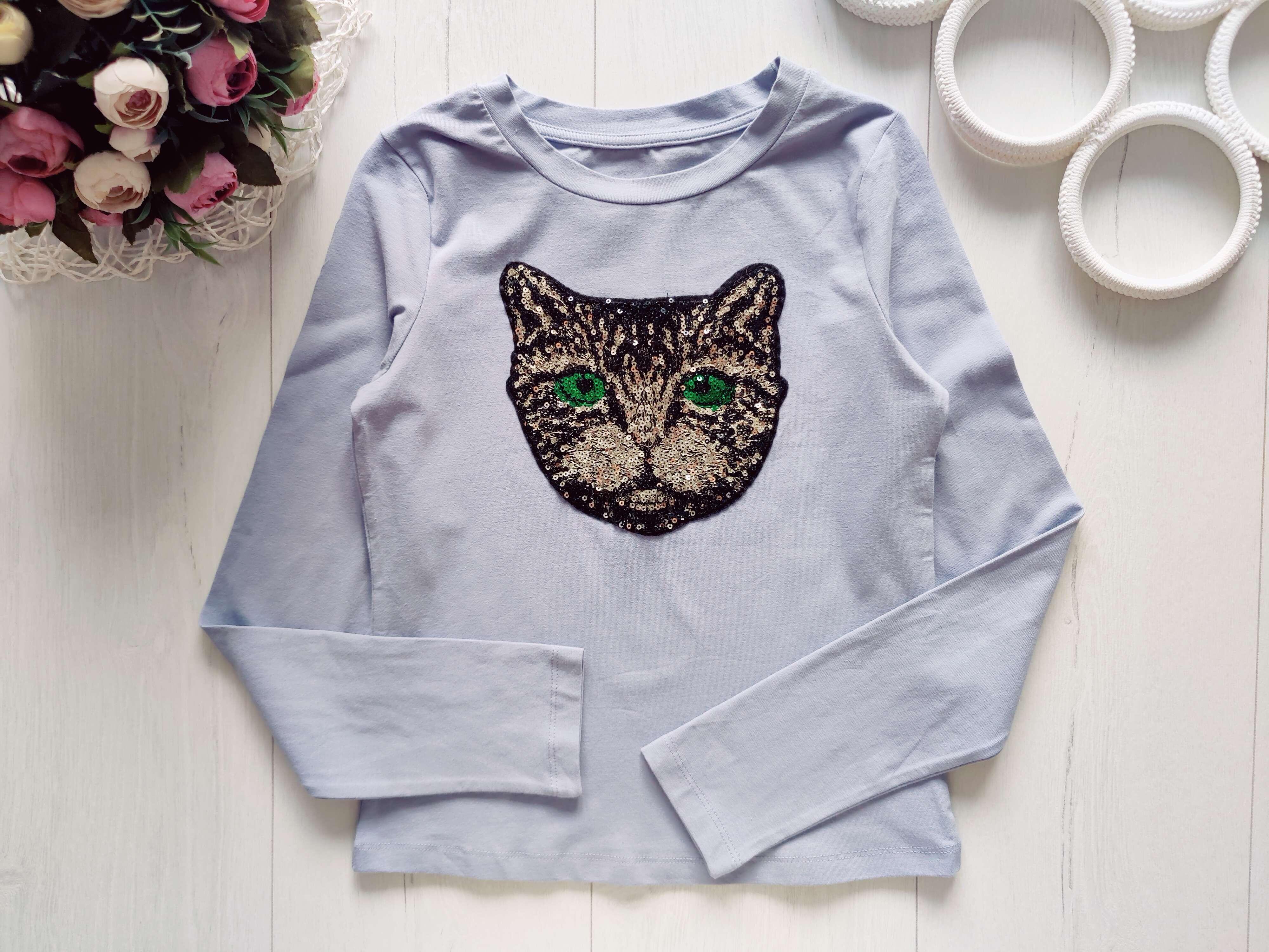 10,12 лет, рост 146,152 Лонгслив с котом