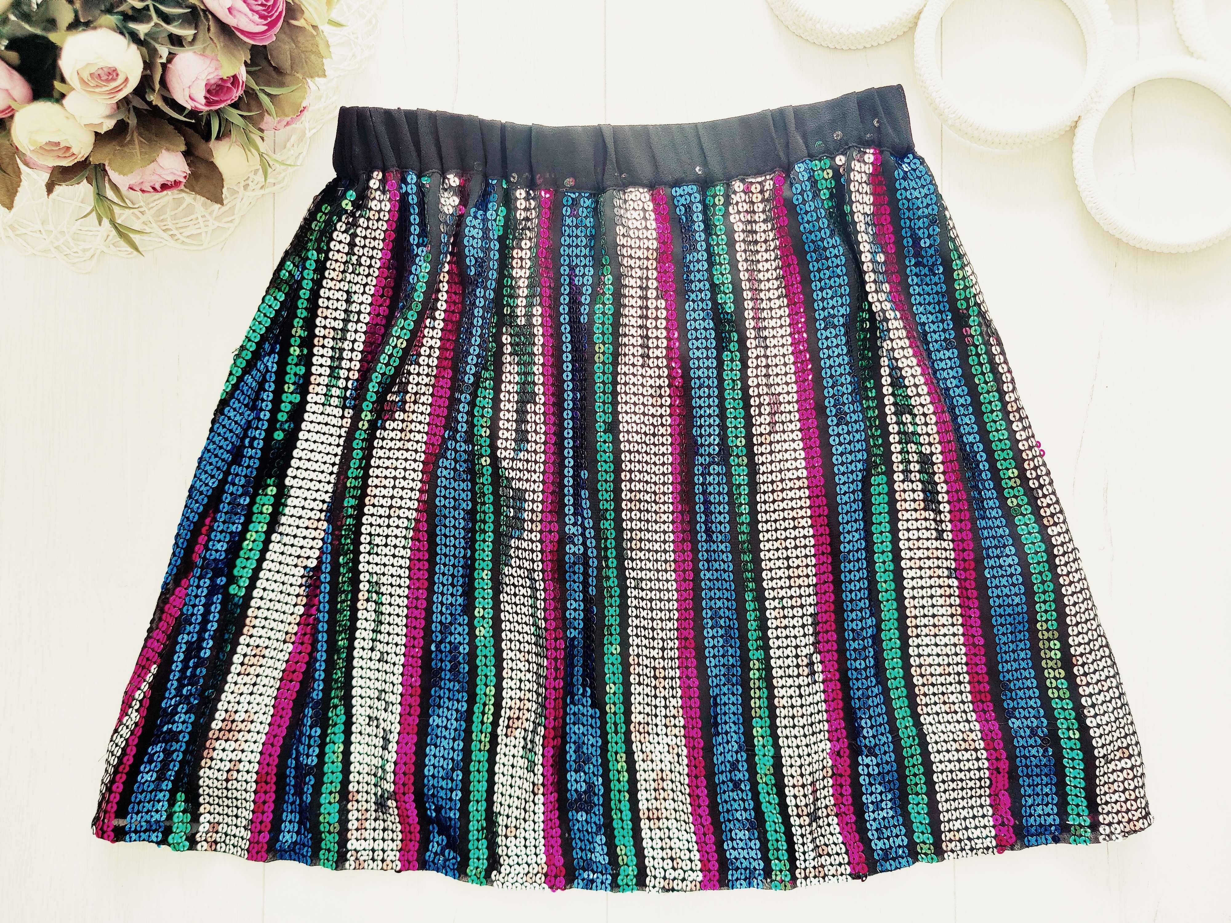 12,13 лет, рост 158 Нарядная юбка в пайетках