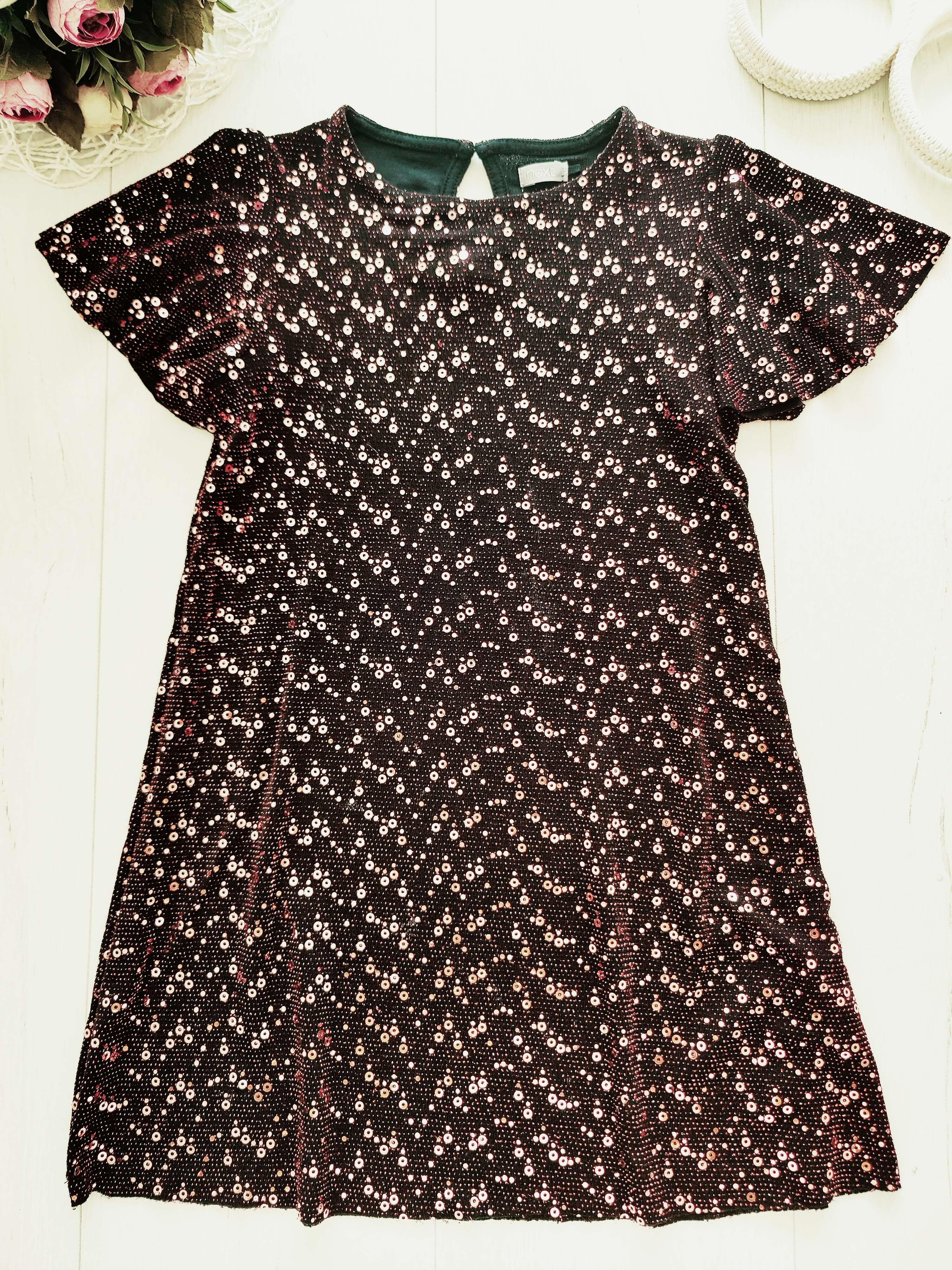 7 лет, рост 122 Нарядное деткое платье в пайетках