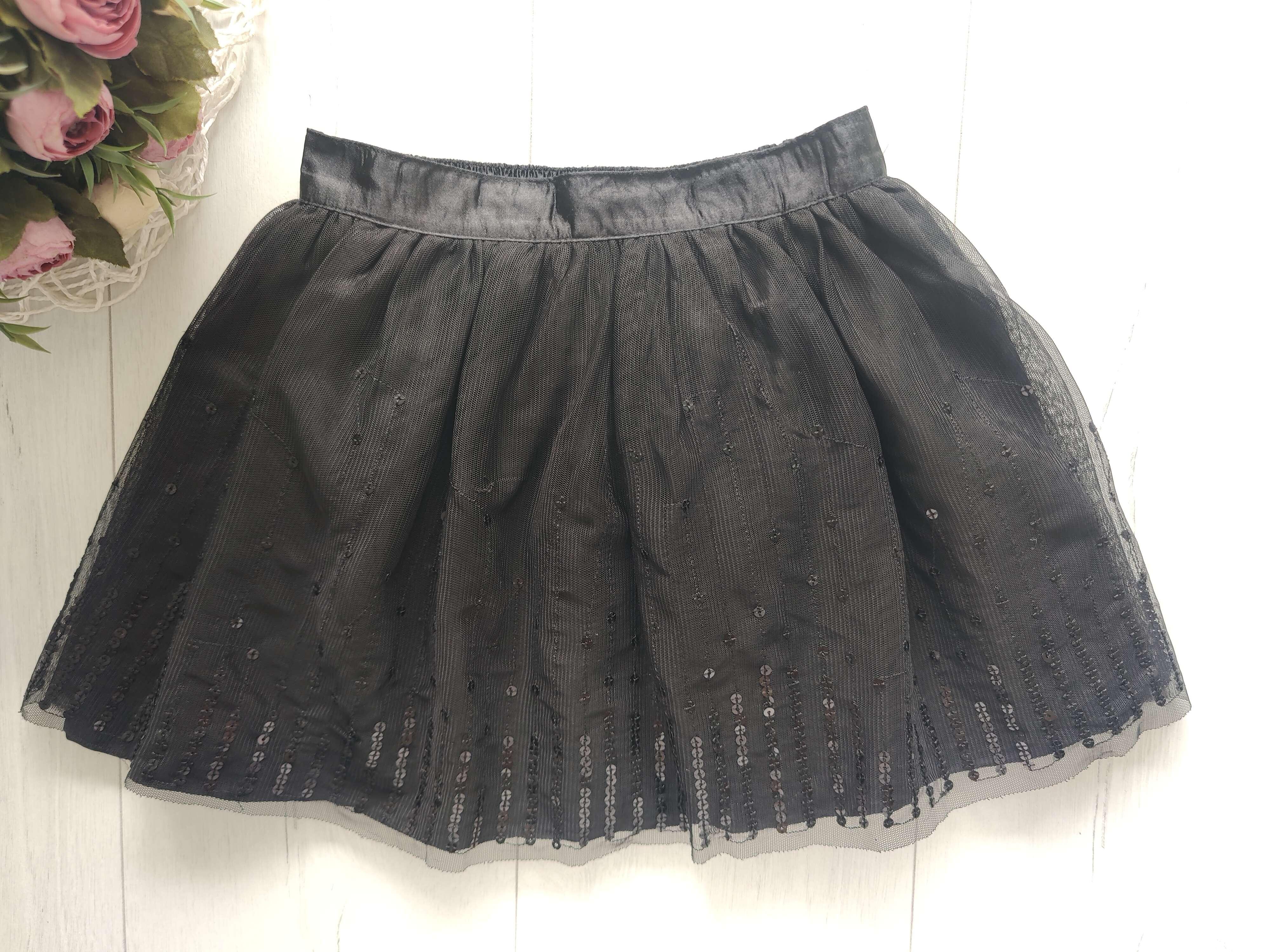 5,6 лет, рост 110,116 Черная детская юбка фатин