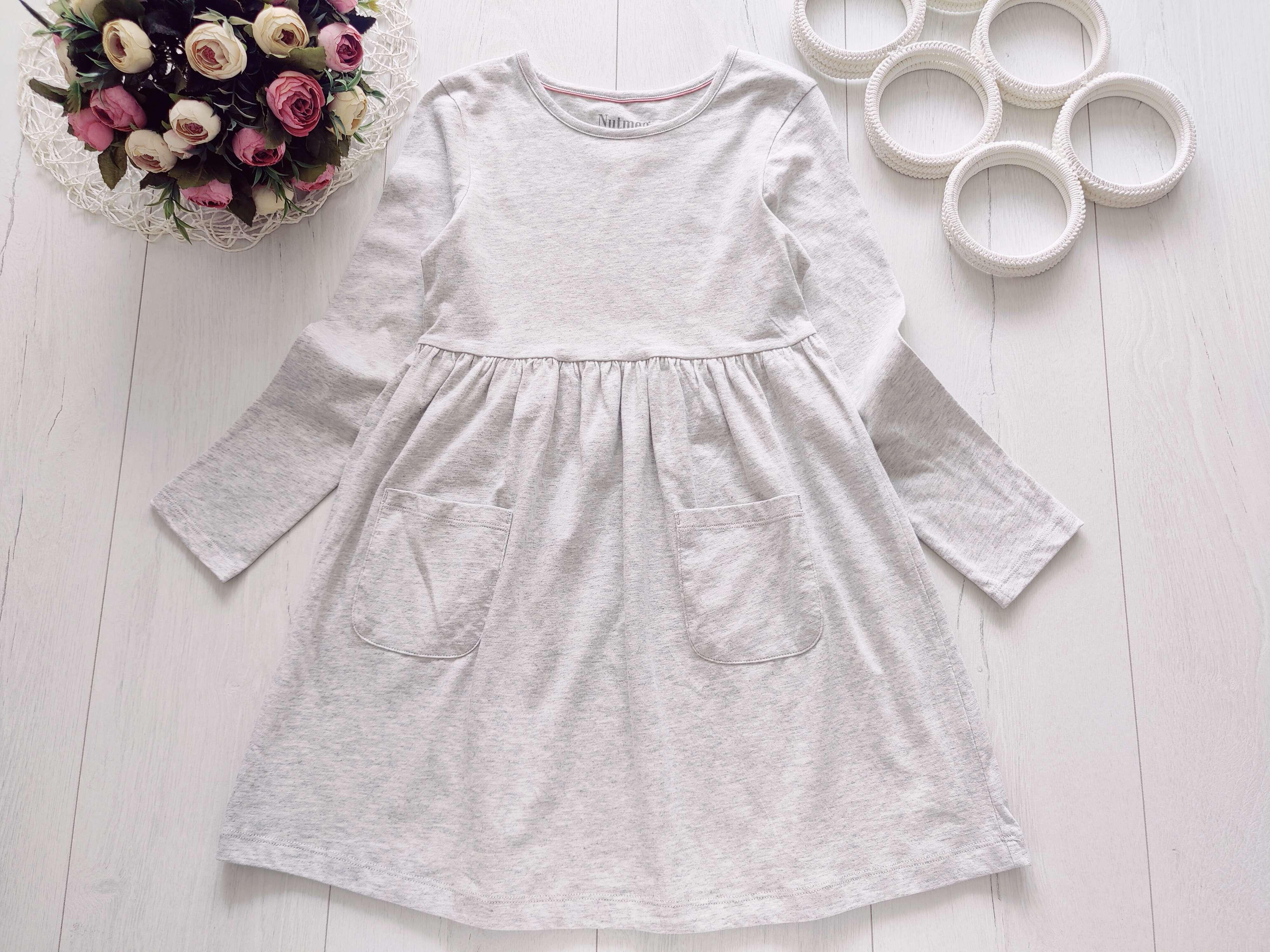 8,9 лет, рост 128,134 Новое трикотажное платье с рукавами