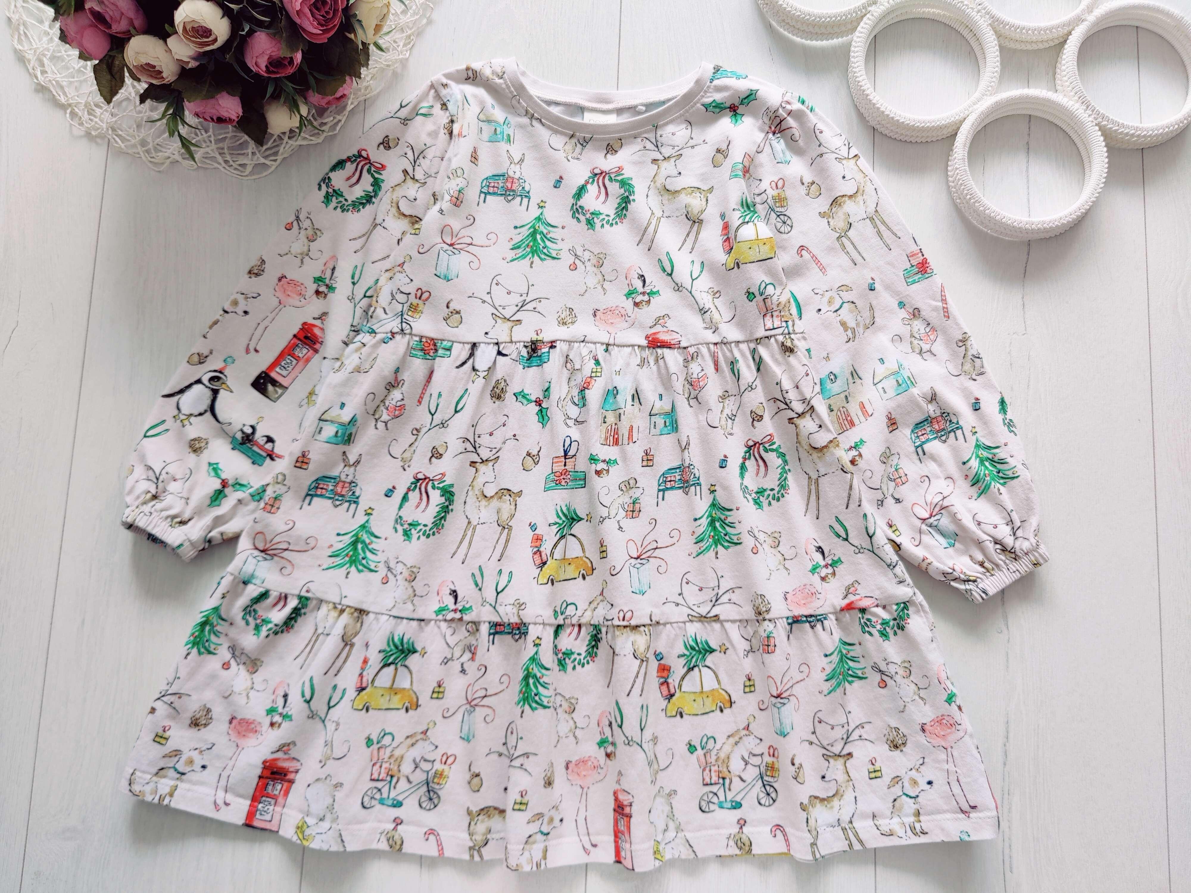 5,6 лет, рост 116 Трикотажное платье с рукавами