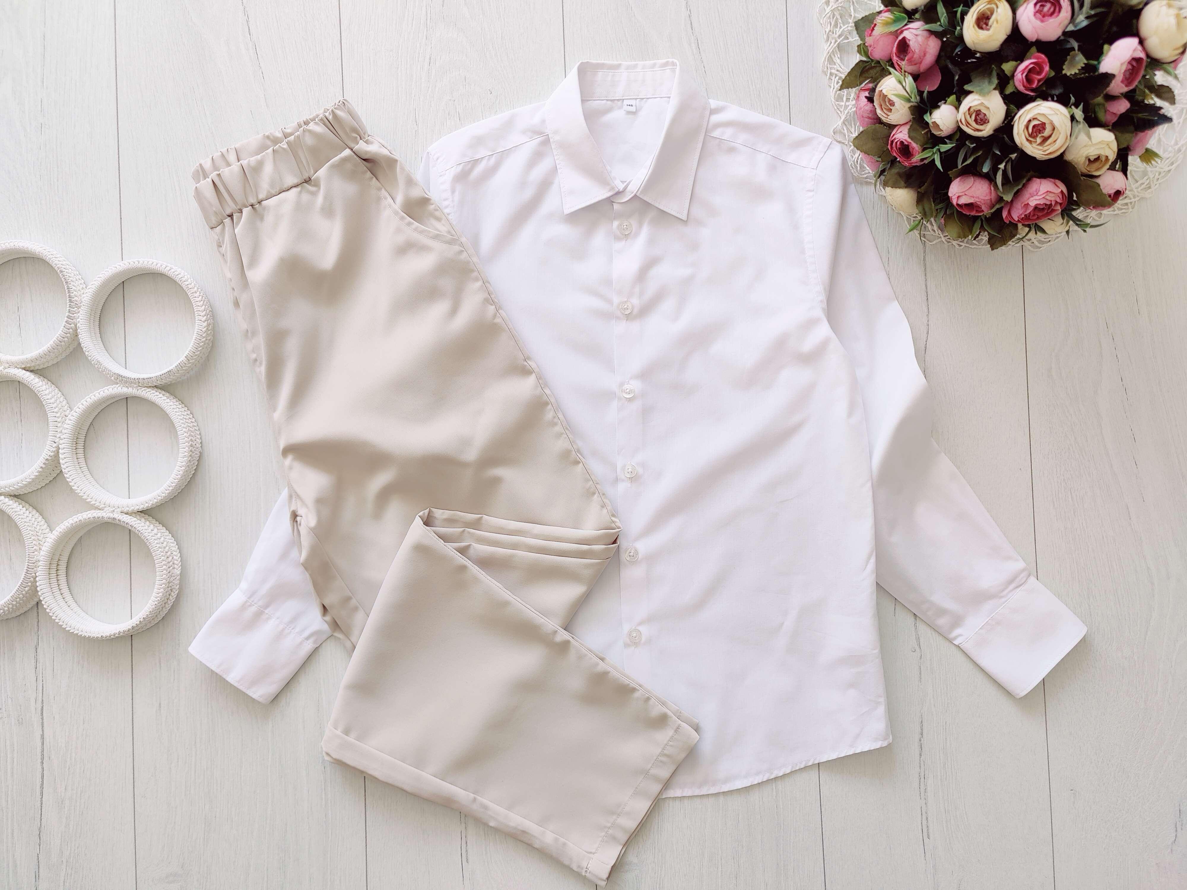 11,12 лет, рост 146,152 Новые брюки и белая рубашка