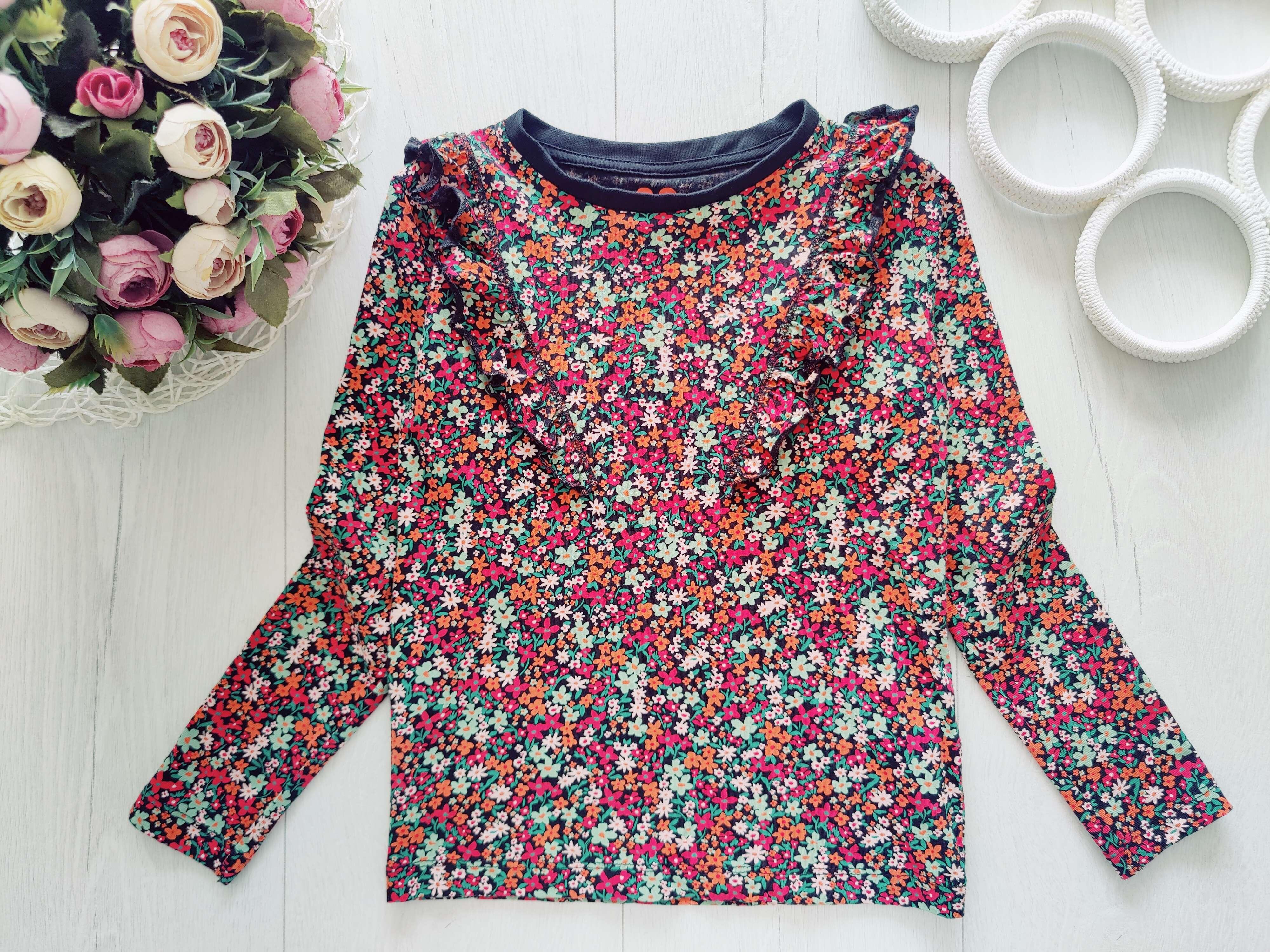 8 лет, рост 128 Цветочная трикотажная  кофточка с рюшами