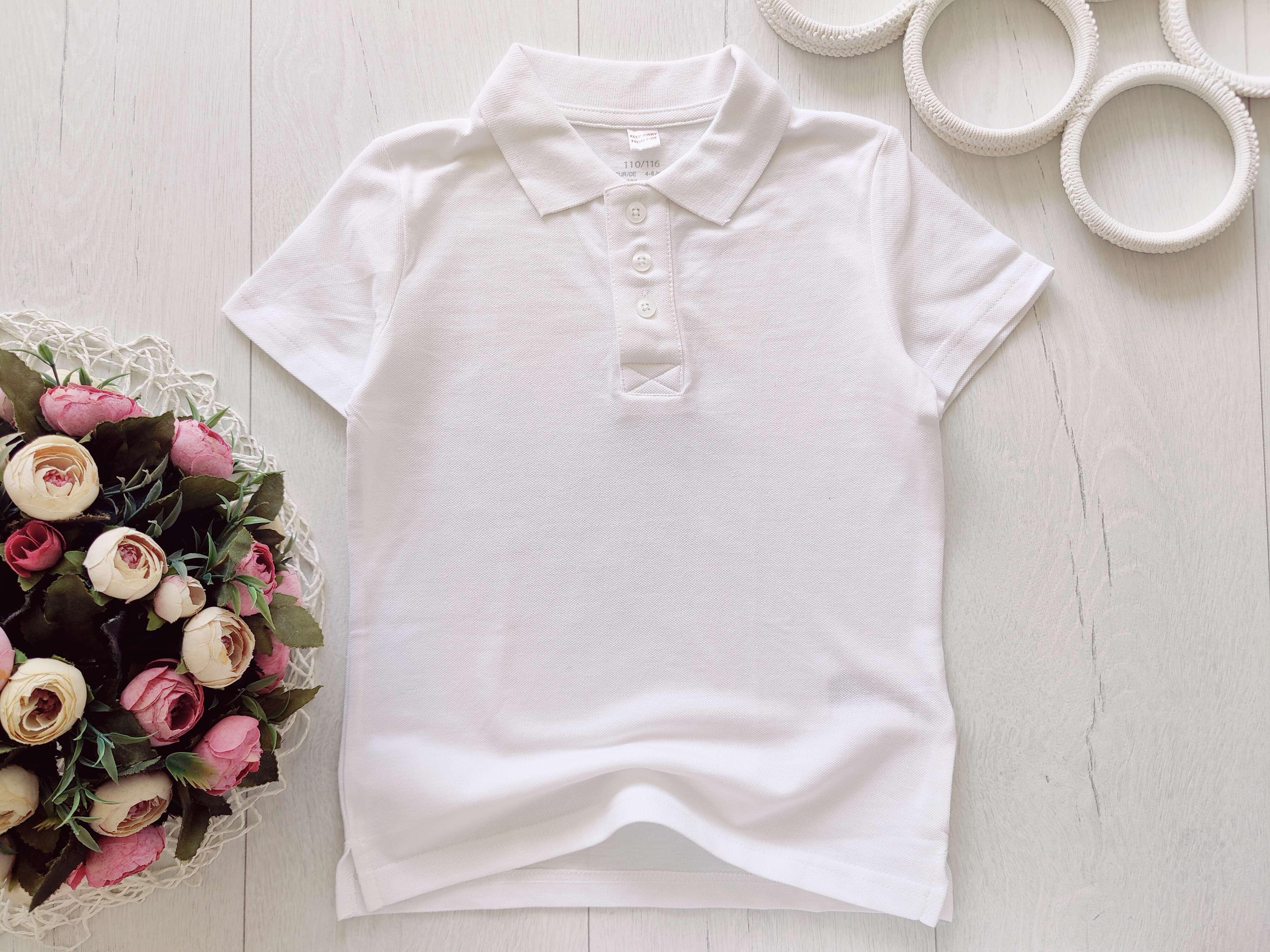 5,6 лет, рост 110,116 Новое белое поло для мальчика