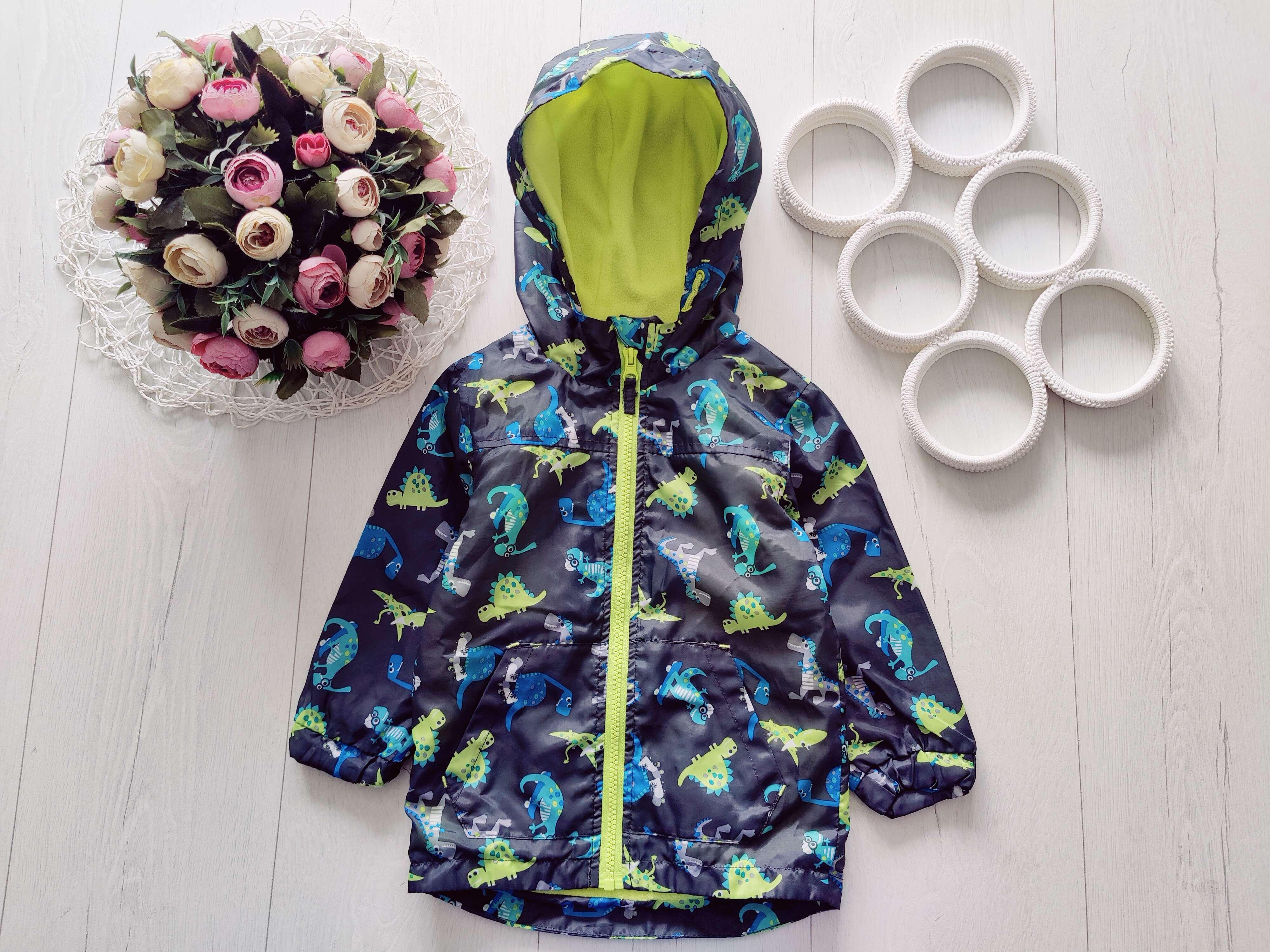12,18 мес, рост 80,86 Ветровка на флисе в динозаврах