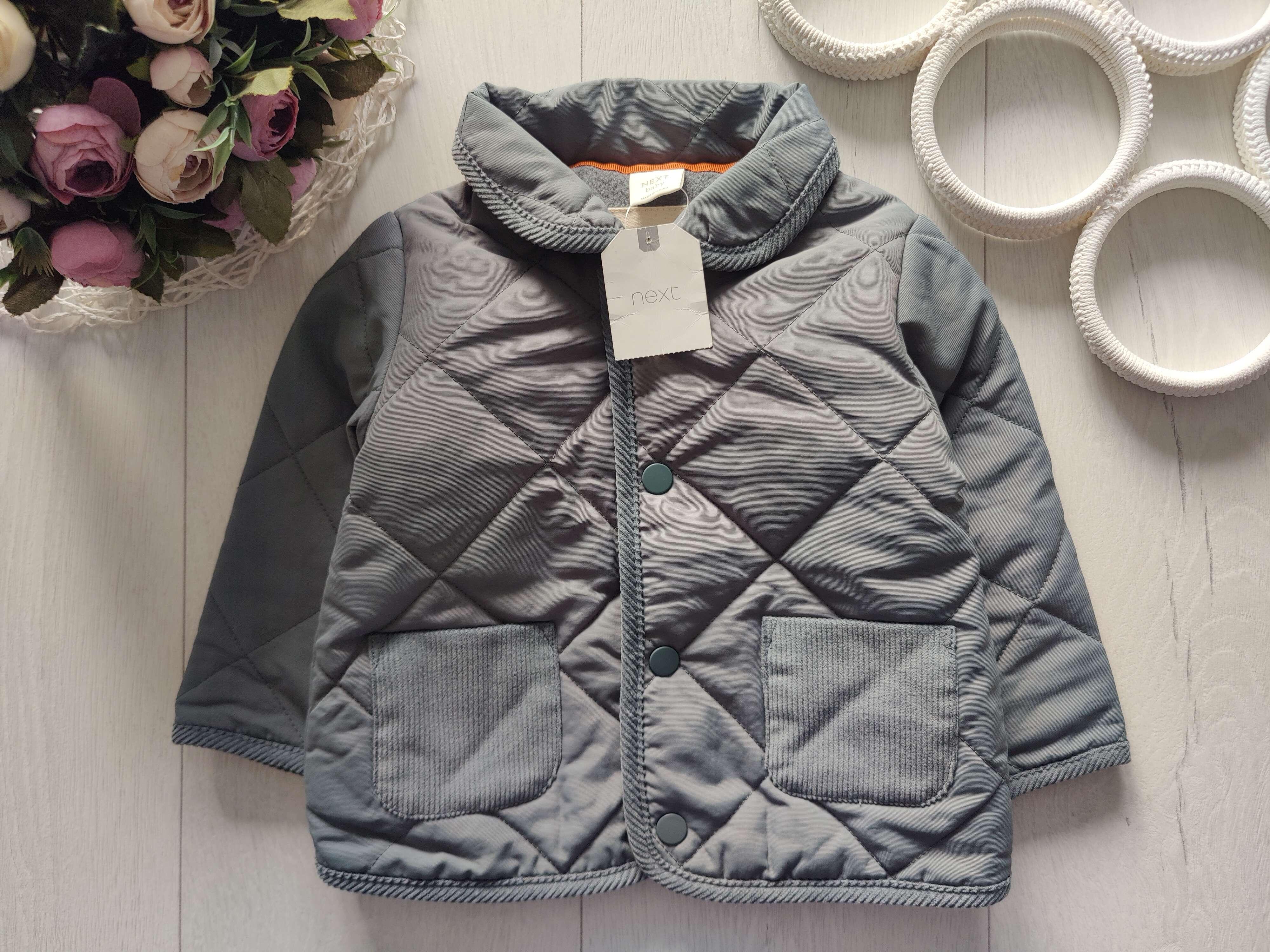 9,12 мес, рост 80 Новая стеганая деми курточка на флисе