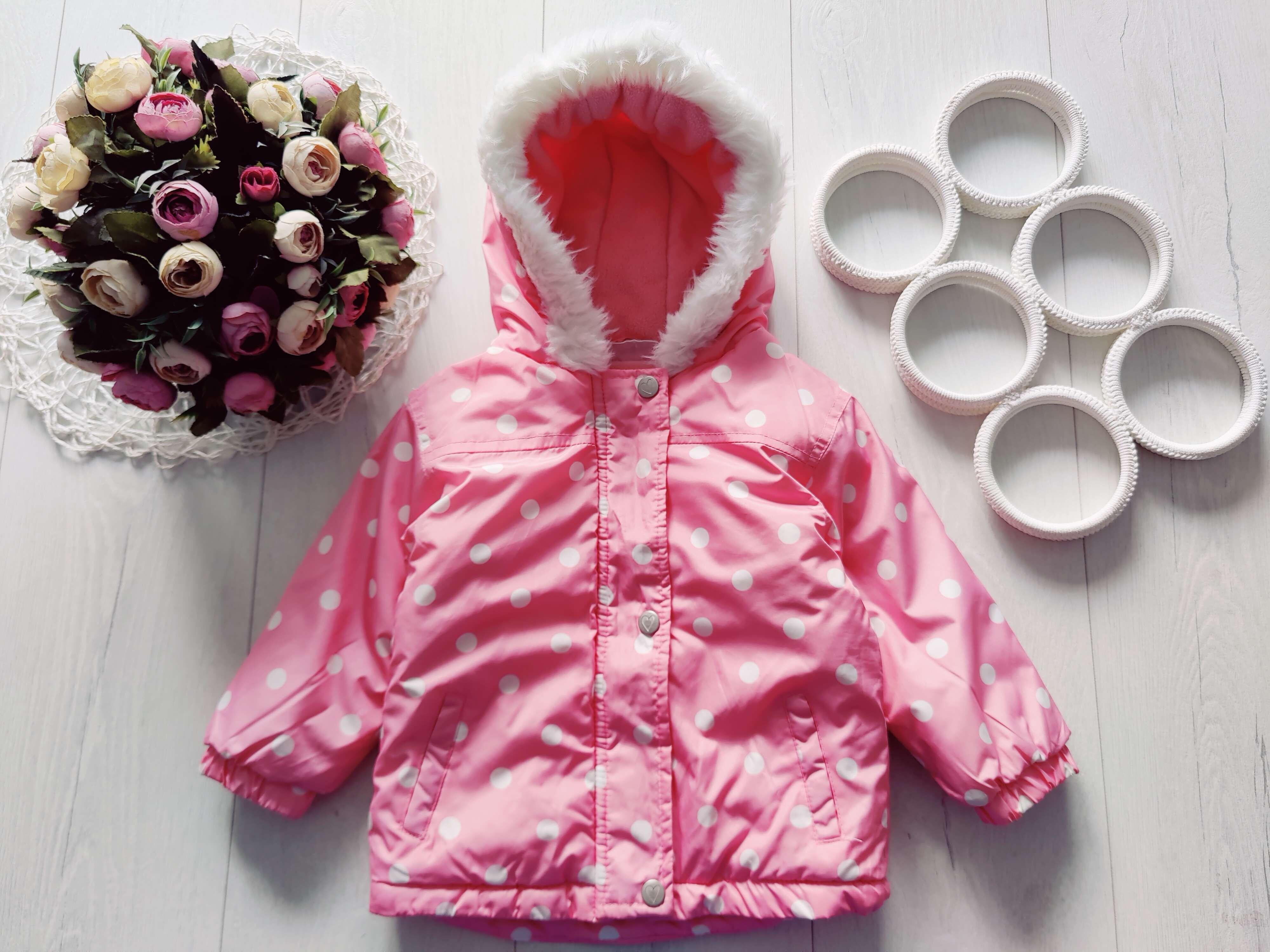 12,18 мес, рост 86 Теплая курточка на синтепоне, флис