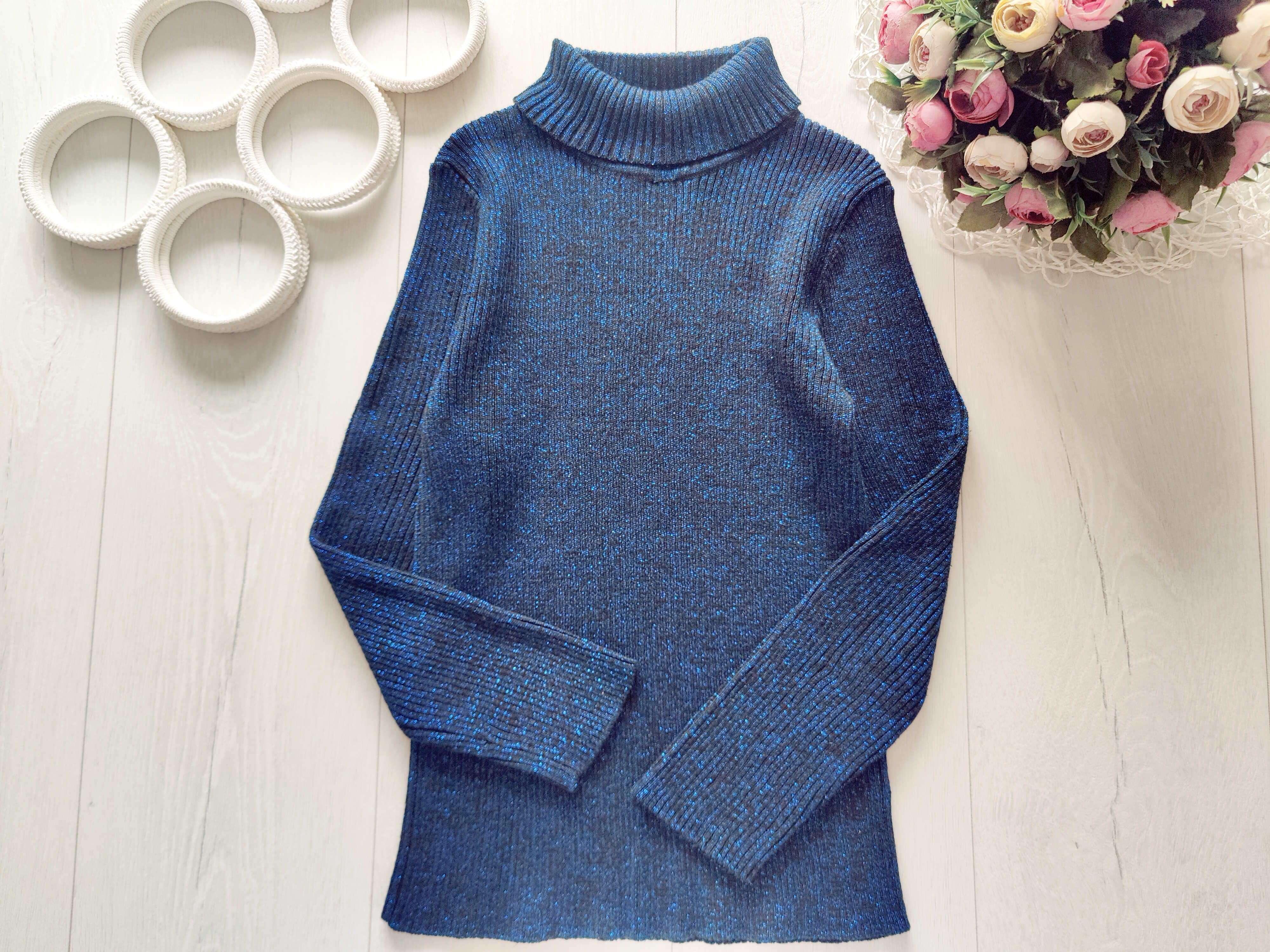 11 лет, рост 146 Вязаная водолазка в рубчик