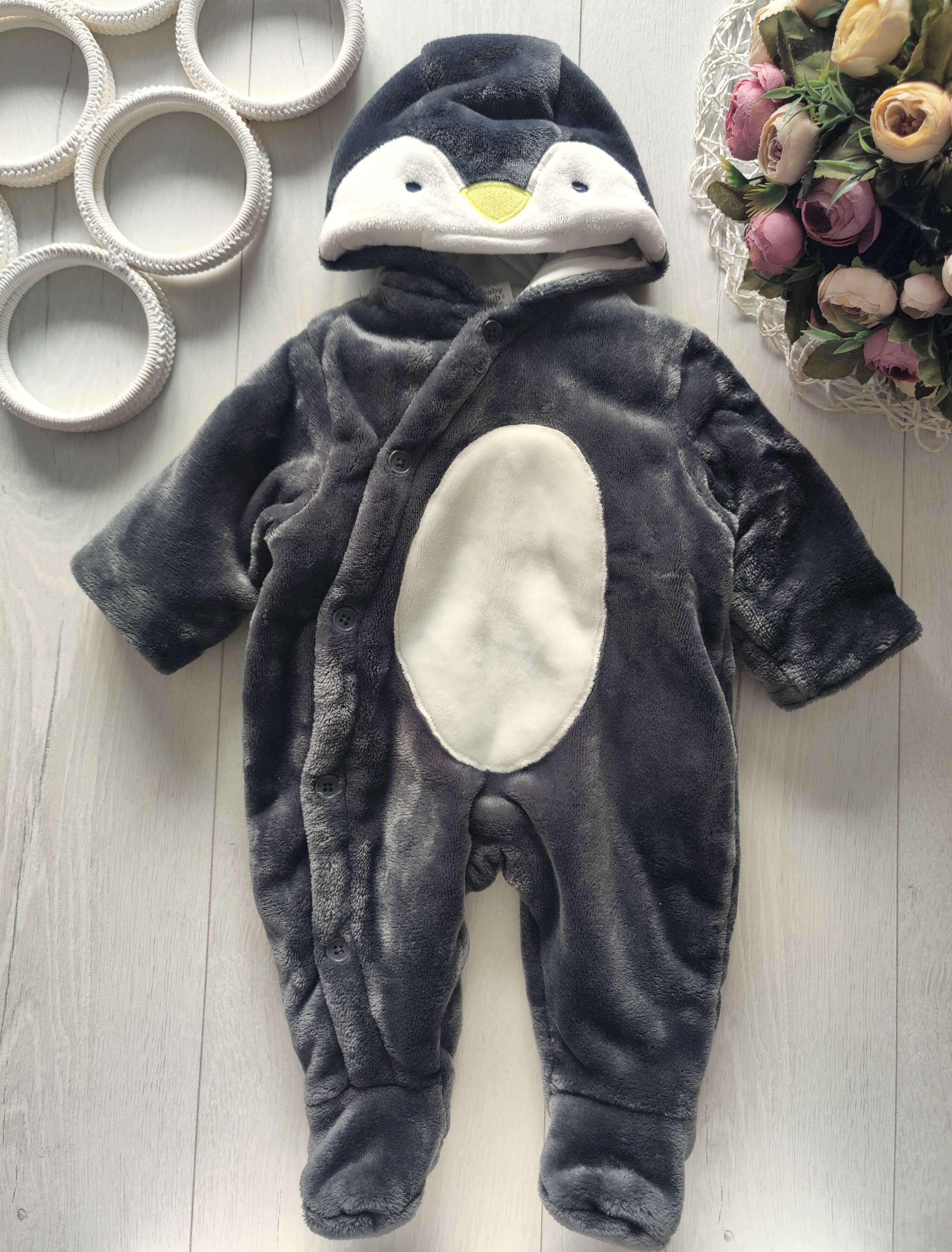 0-3 мес, рост 56 Теплый комбинезон