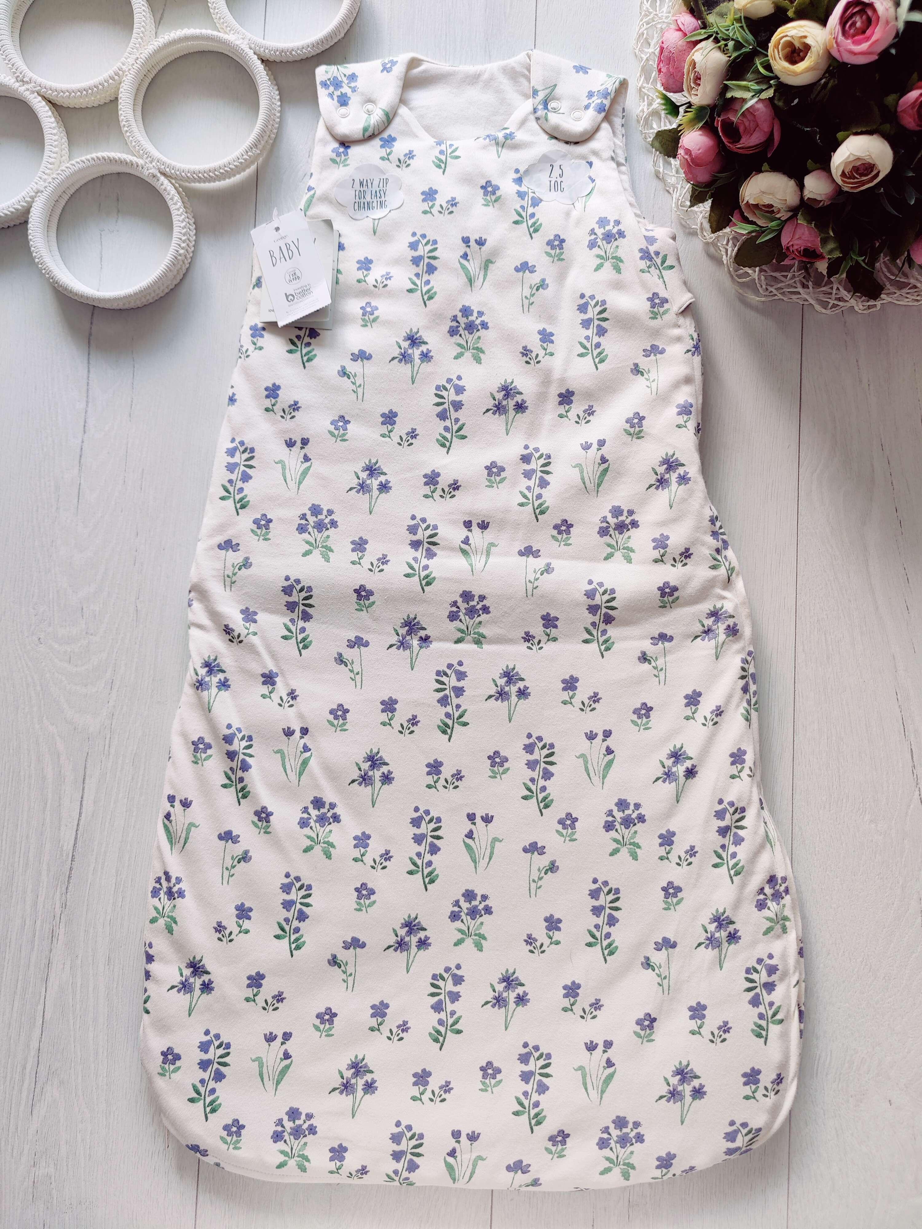 6-12 мес, рост 68-80 Новый теплый спальный мешок на синтепоне