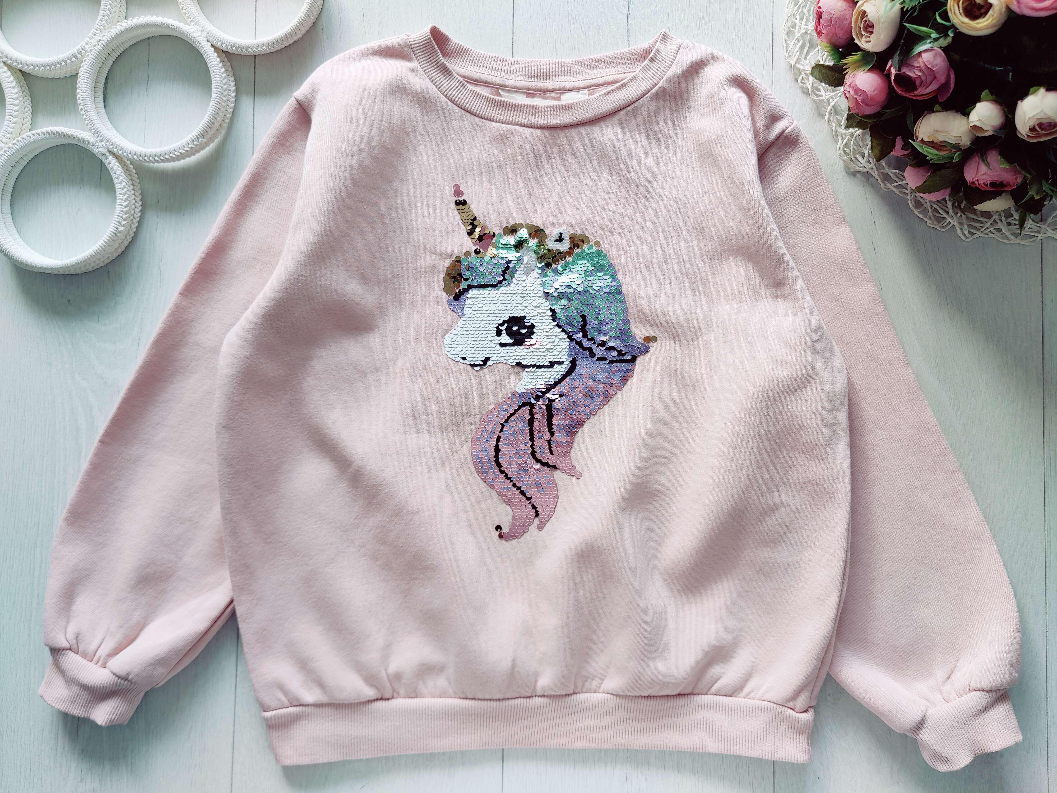 8,10 лет, рост 140 Кофта на флисе с единорогом