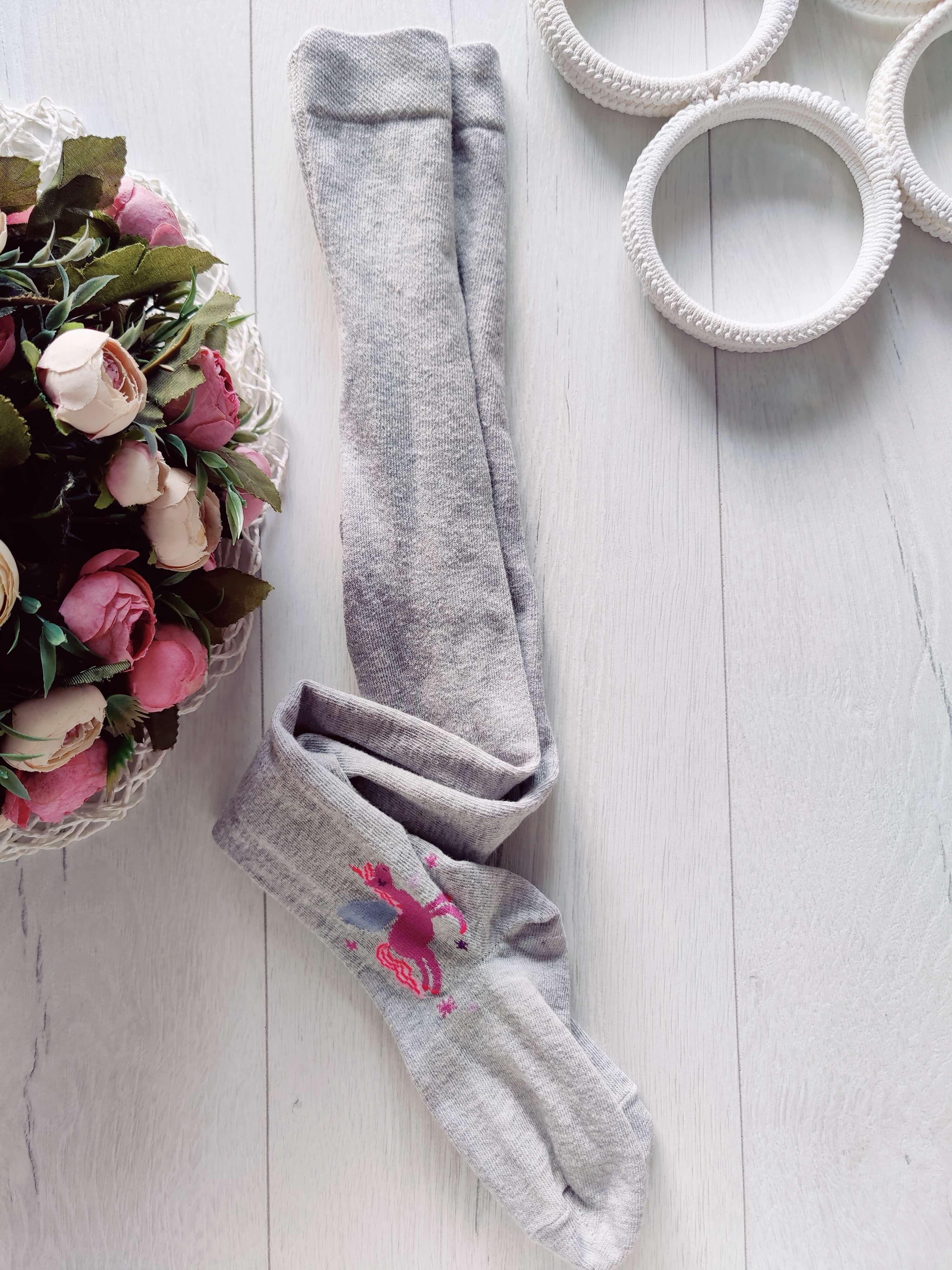 5,6 лет, рост 110,116 Колготки для девочки с пони единорог