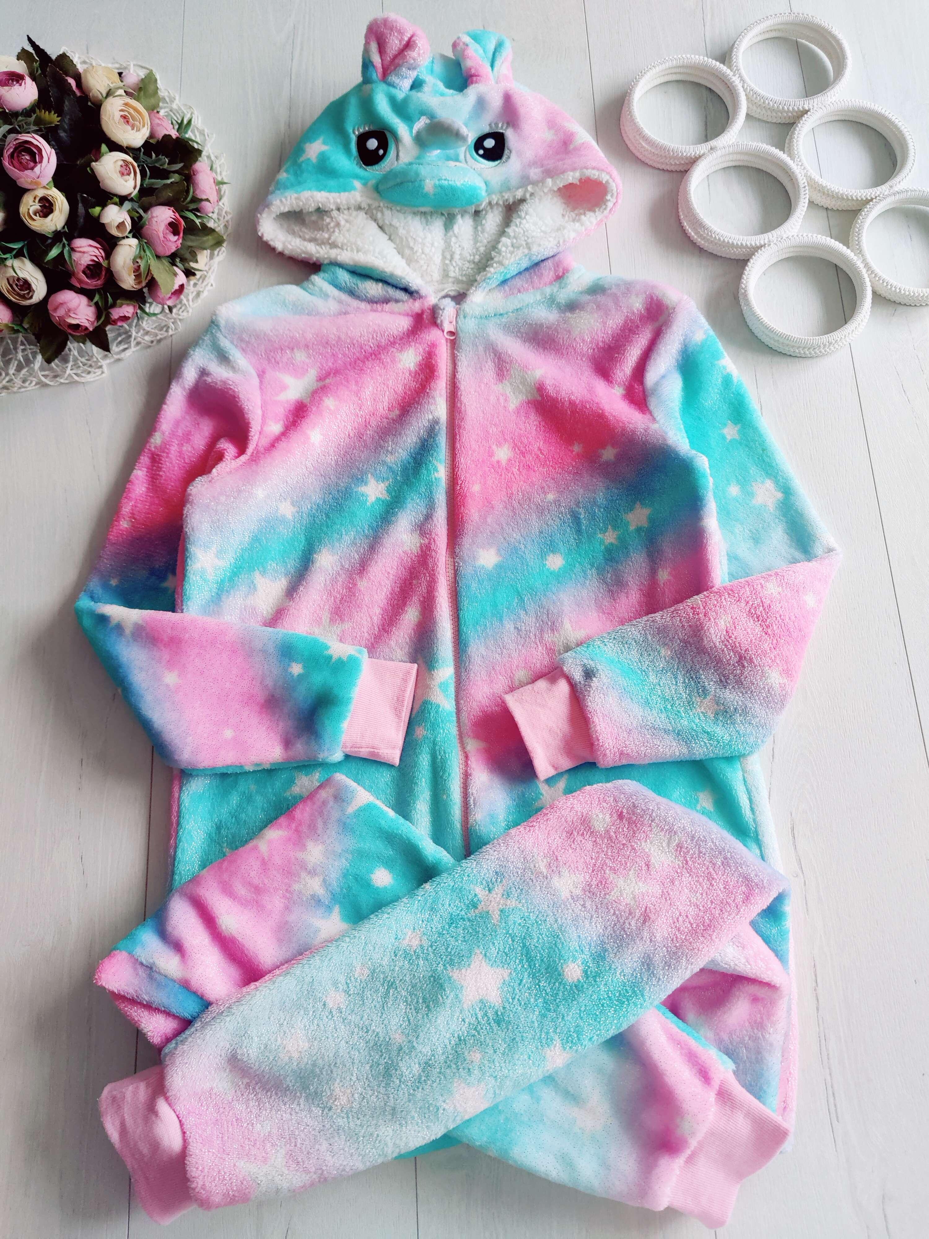 13,14 років, зріст 158 Теплий махровий кігурумі єдиноріг