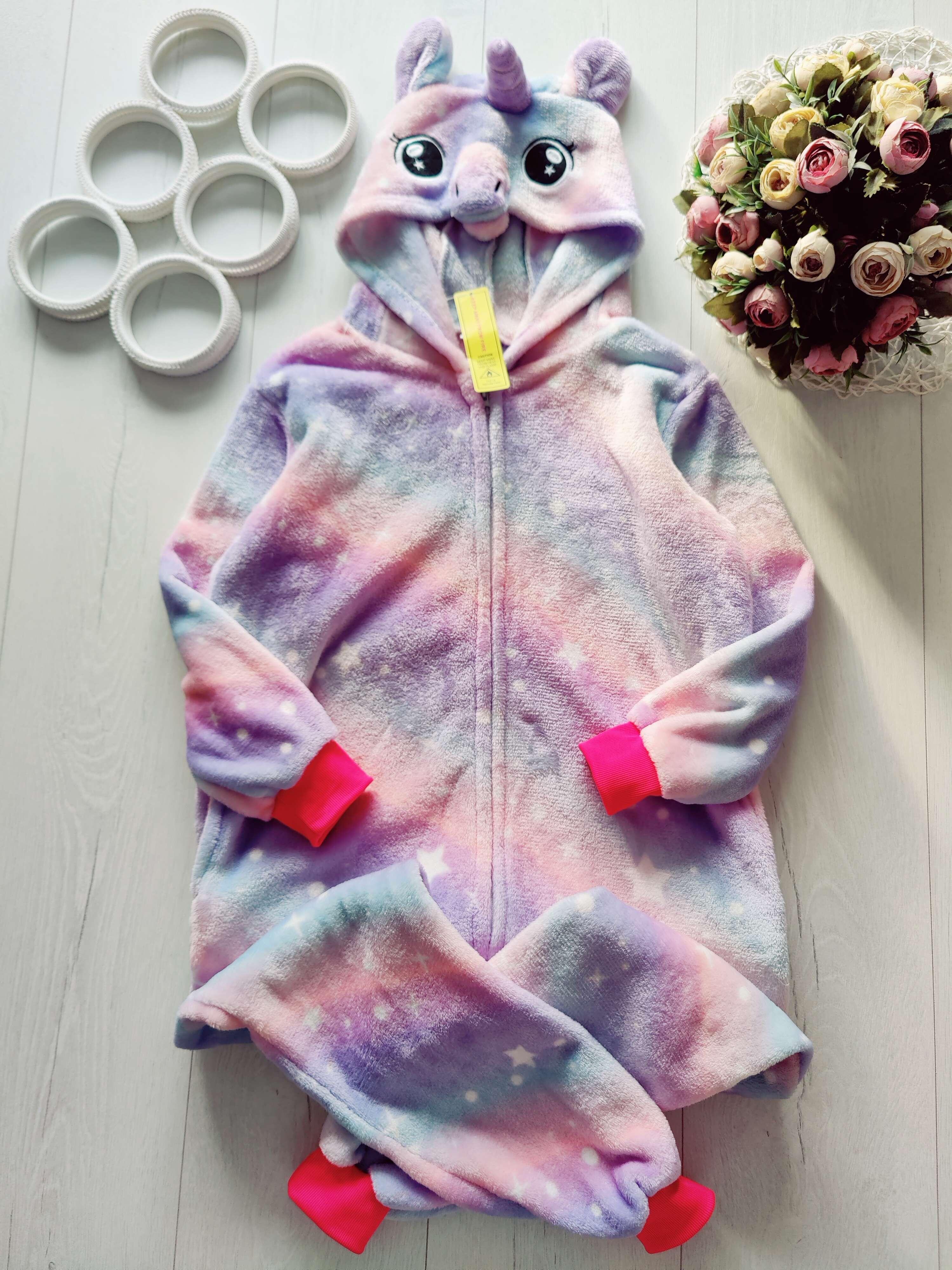 8 років, зріст 128 Новий теплий махровий кігурумі єдиноріг