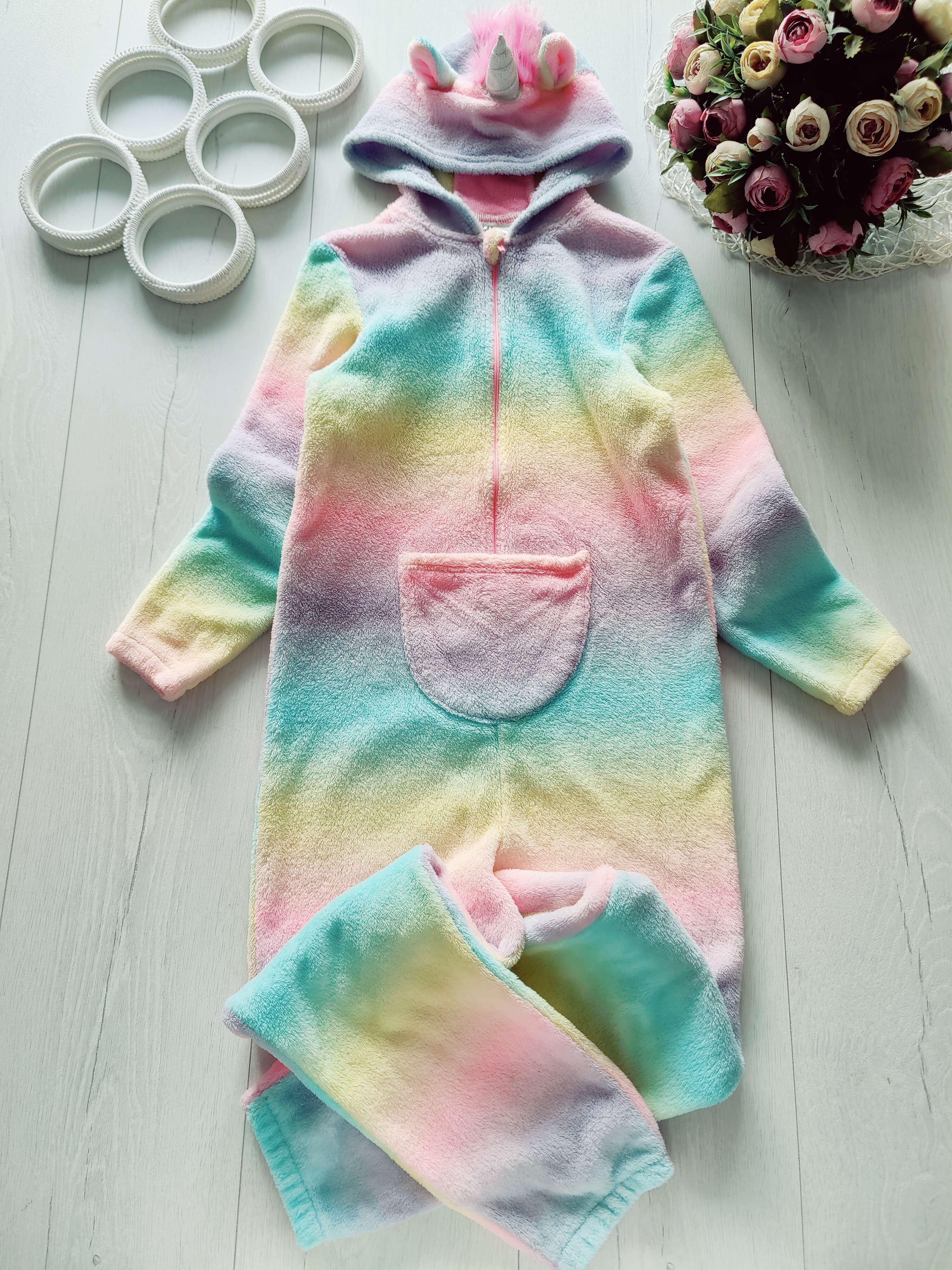 6,8 років, зріст 122,128 Теплий махровий кігурумі поні єдиноріг