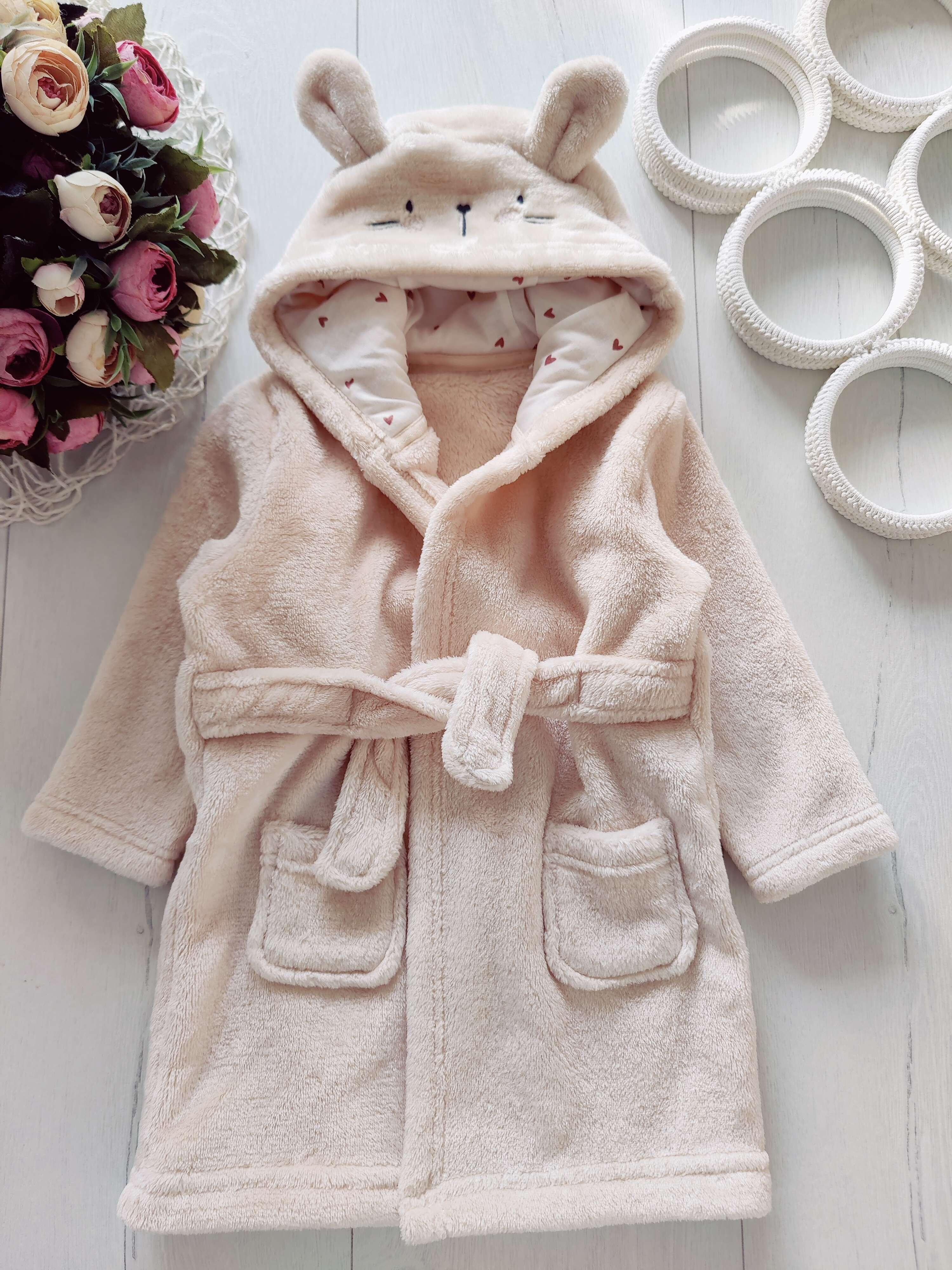 6,9 міс, зріст 68,74 Теплий махровий халат із вушками