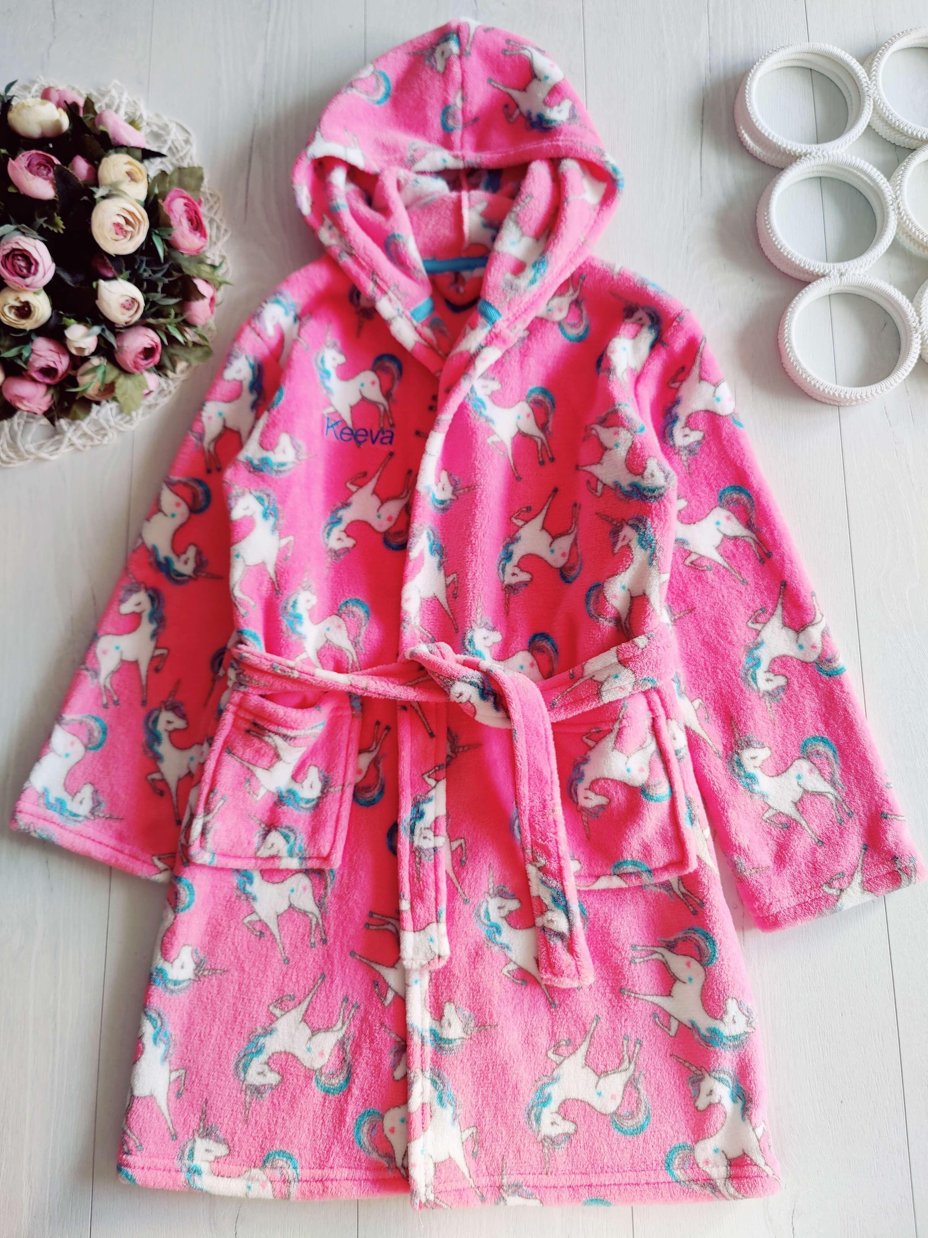 8,9 лет, рост 128,134 Теплий махровый хлат в единорожках пони