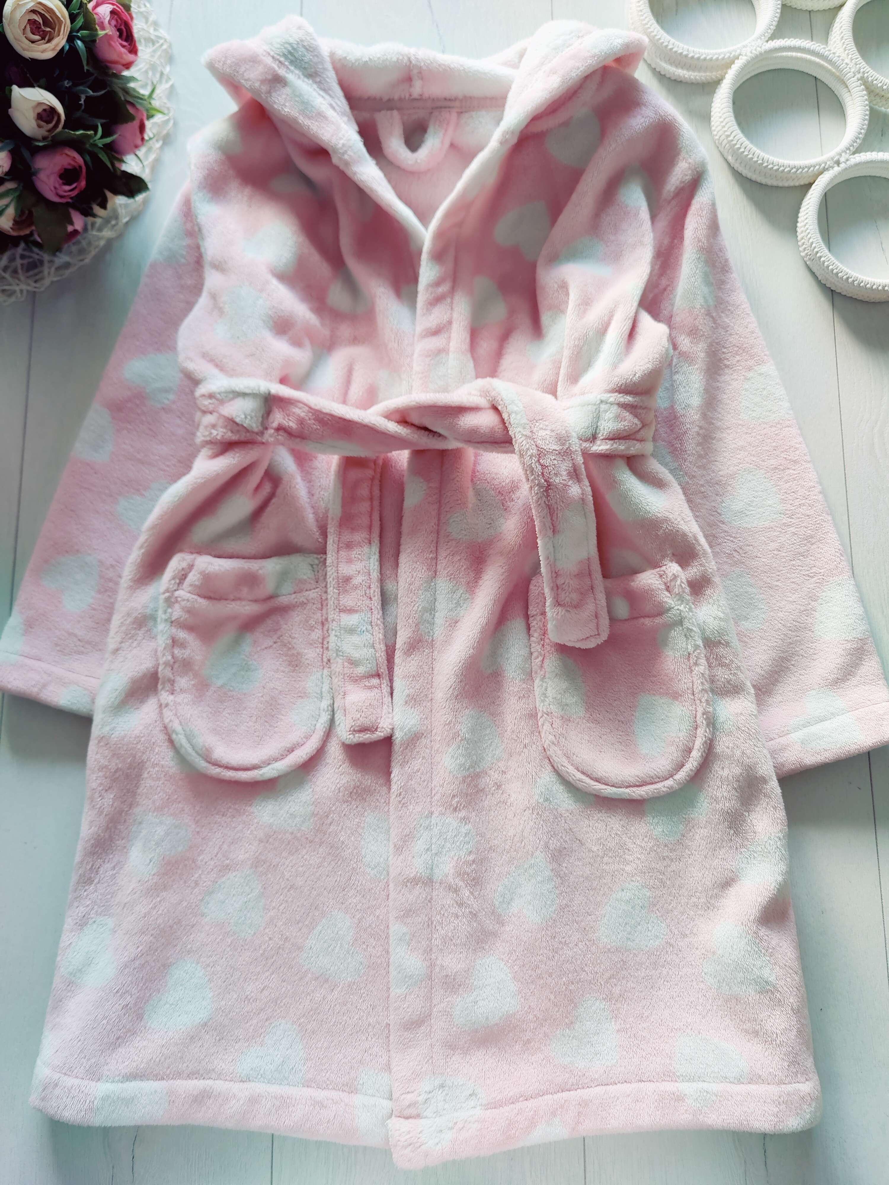 7,8 лет, рост 122,128 Теплий махровый хлат в сердечках