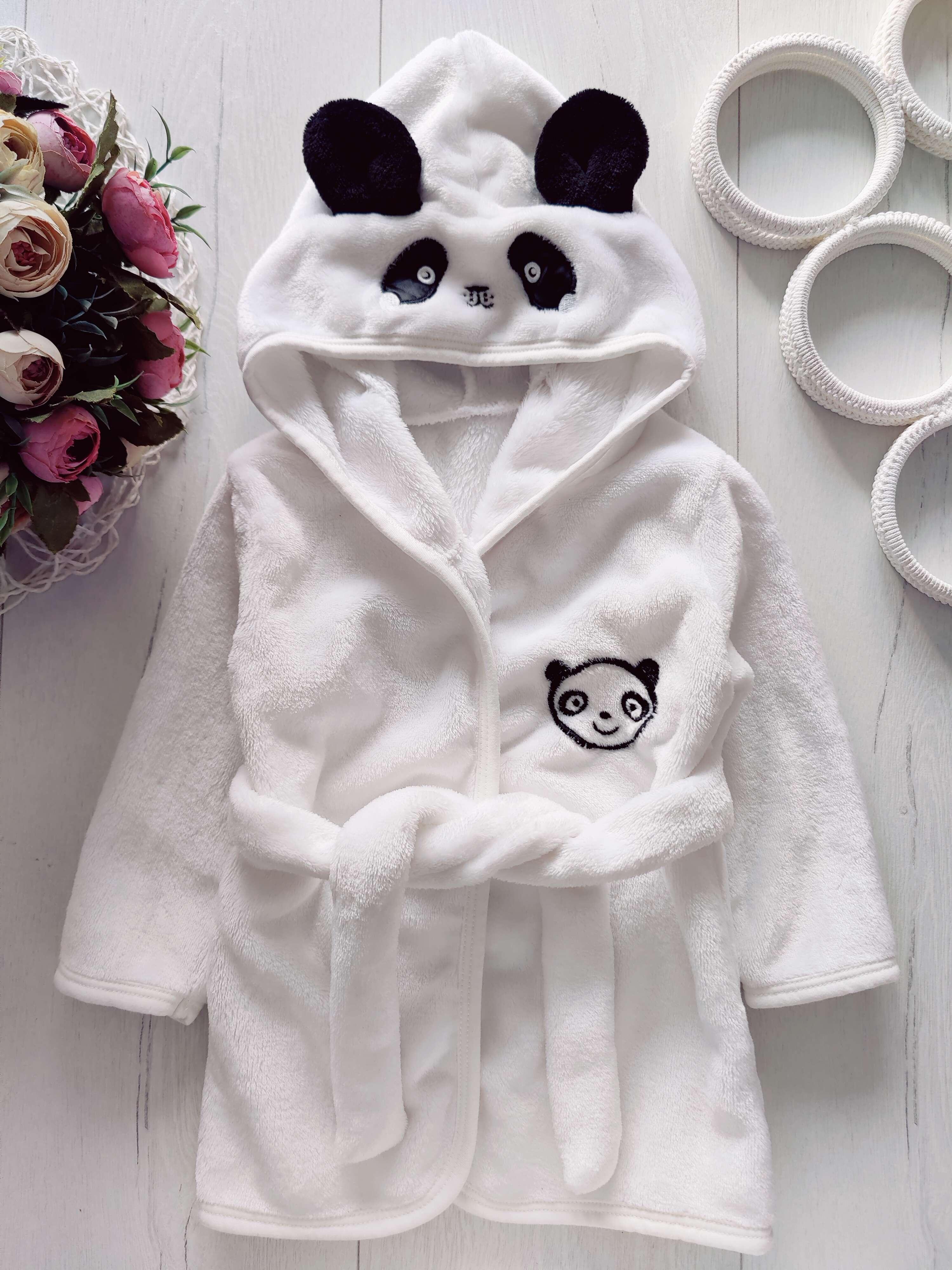 12 міс, зріст 80 Теплий махровий халат панда