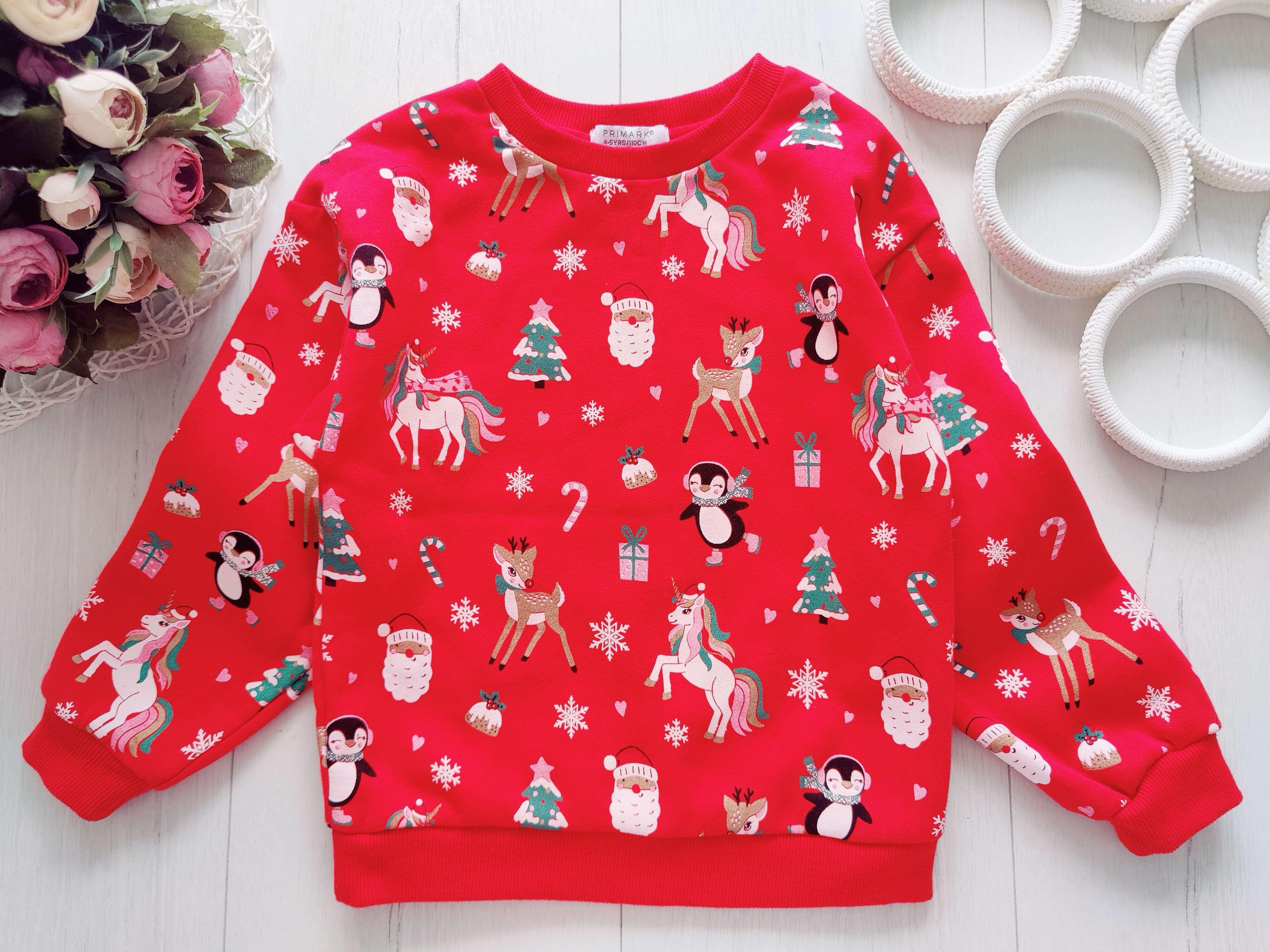 4,5 лет, рост 110 Новогодний свитшот на флисе