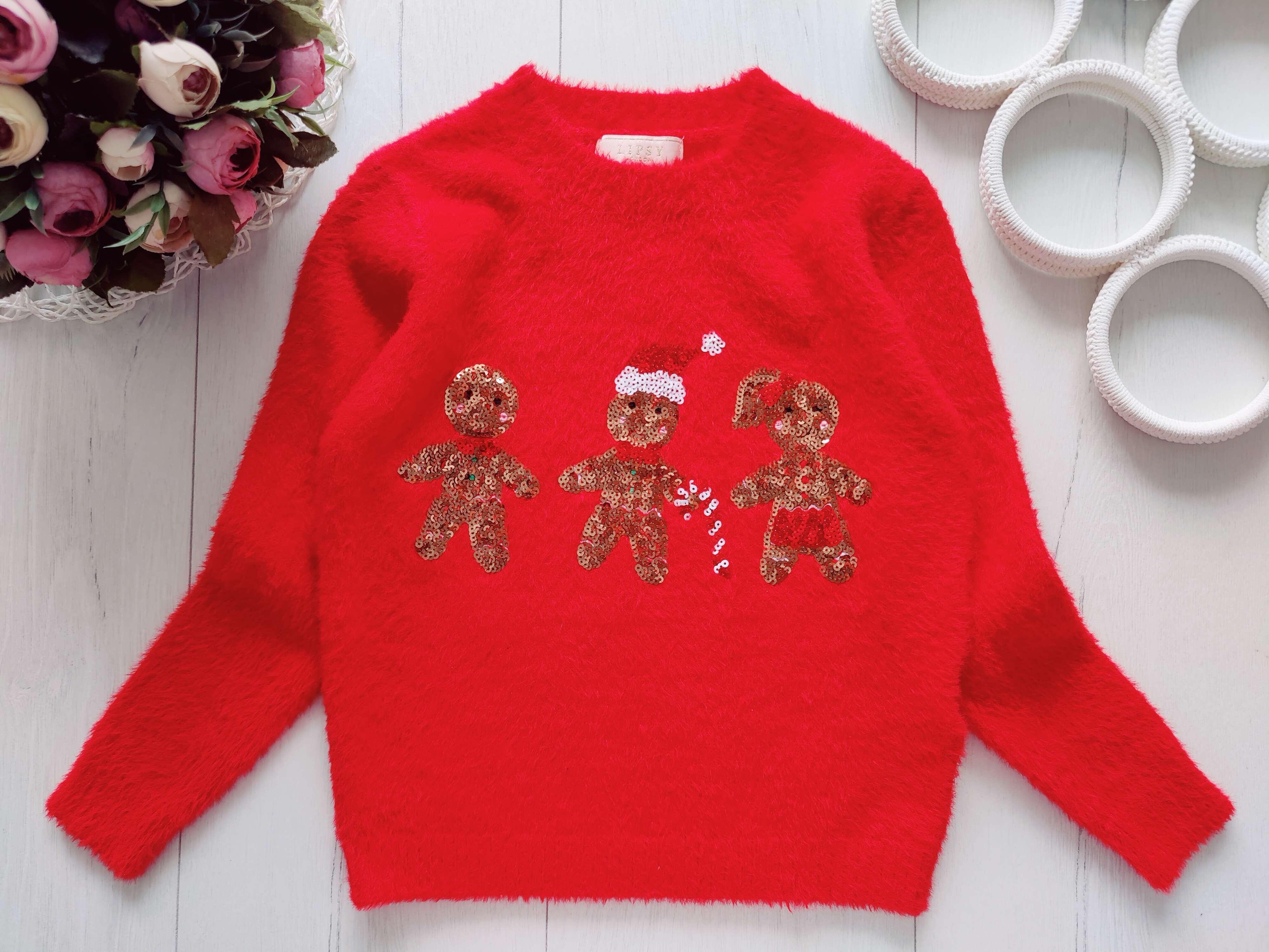 5,6 лет, рост 110,116 Новогодний свитер для девочки