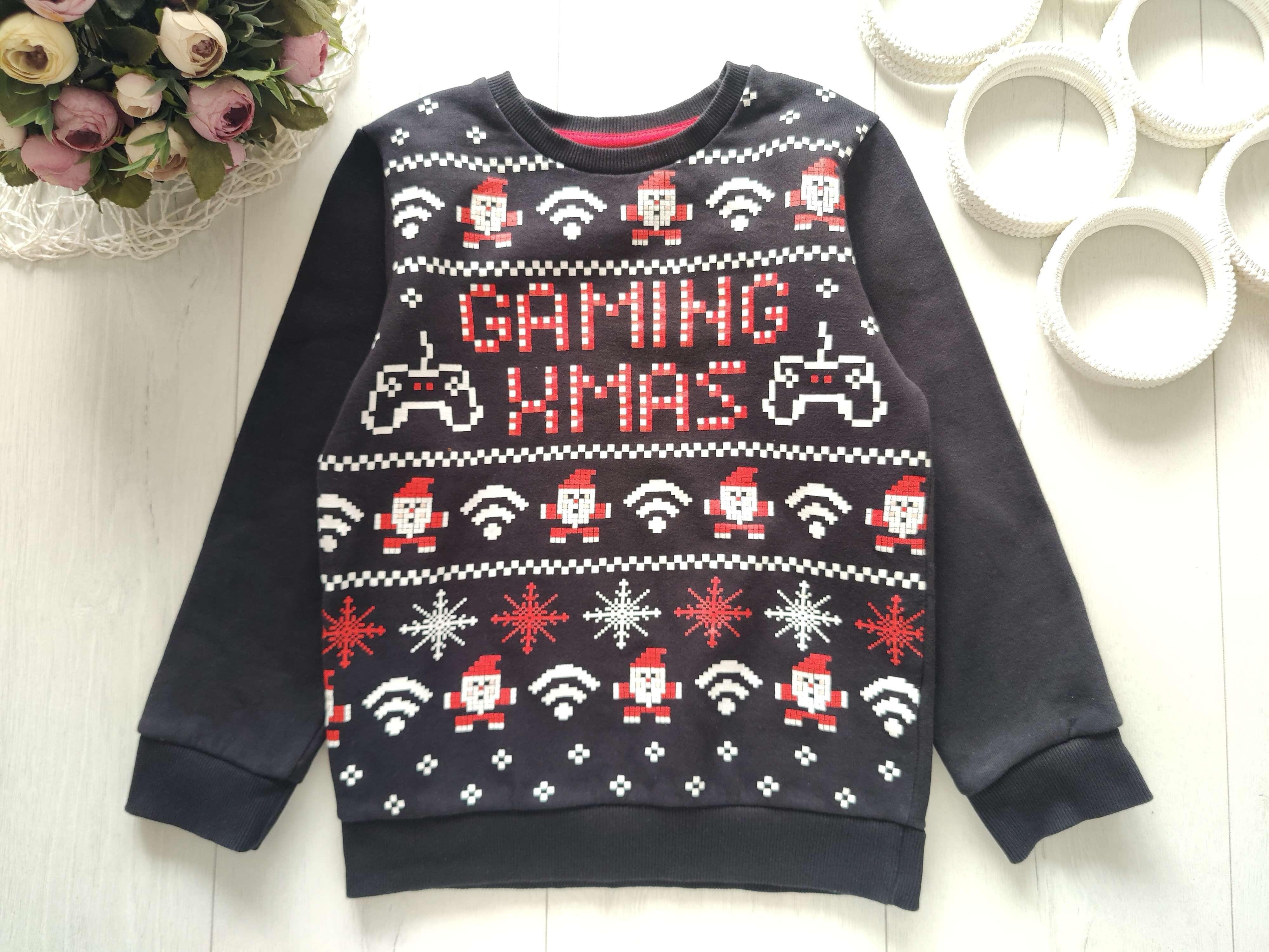 7 лет, рост 122 Новогодний свитшот на флисе