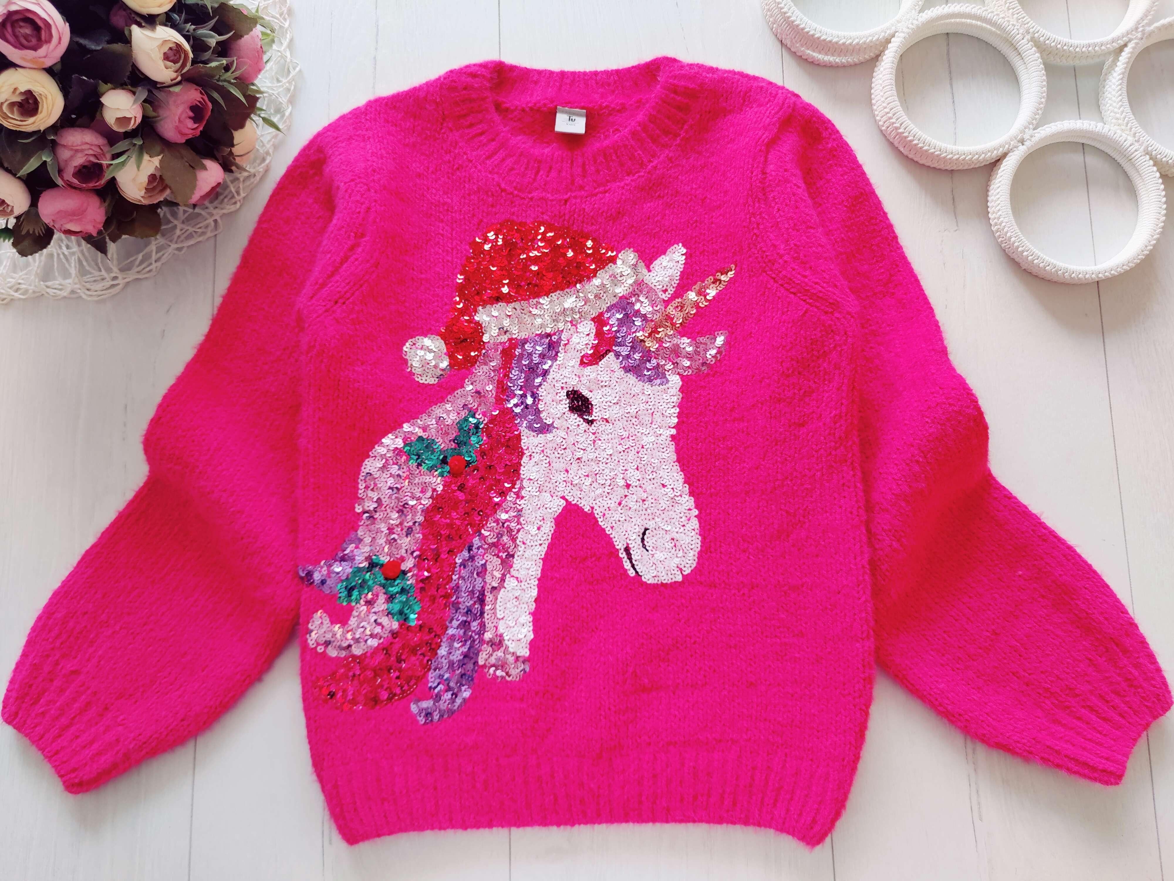 9 років, зріст 134 Новорічний светр з єдинорогом поні