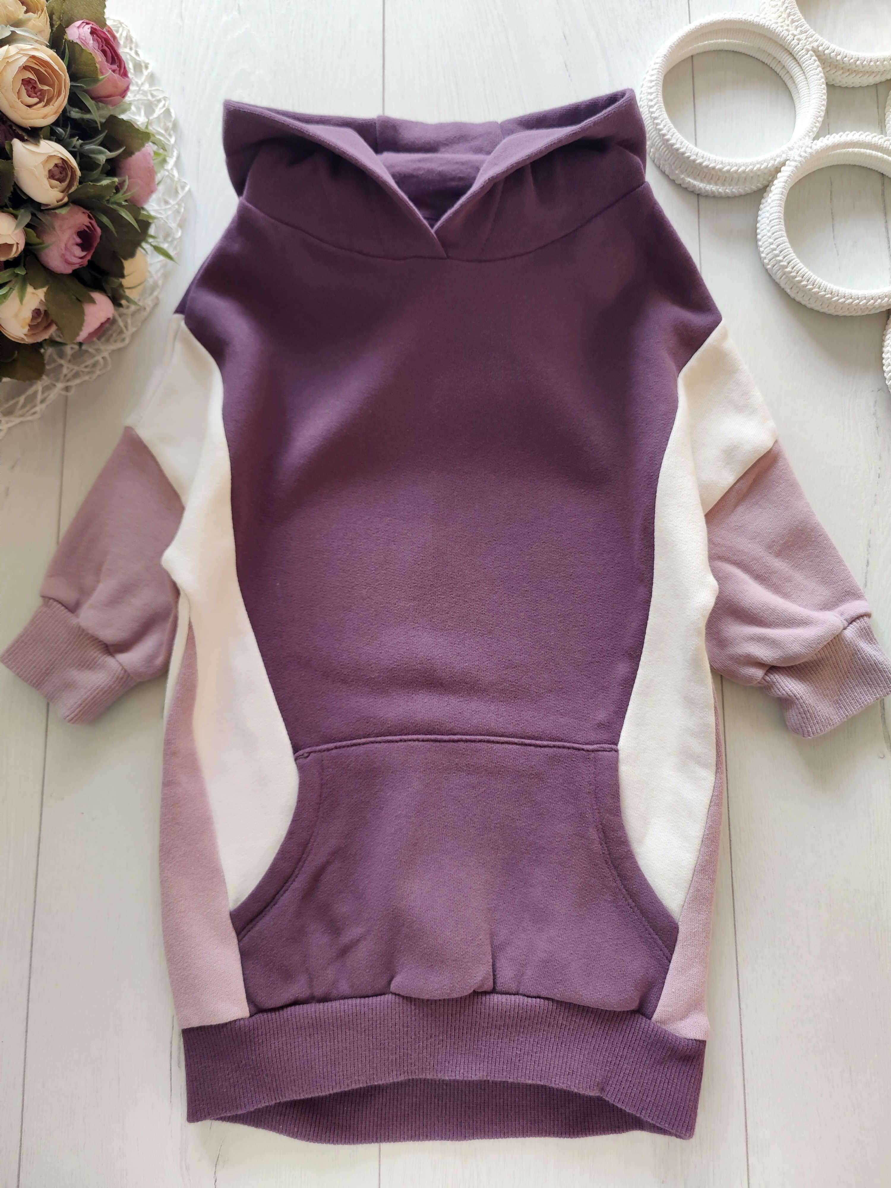 3 года, рост 98 Платье-худи теплое с капюшоном на флисе